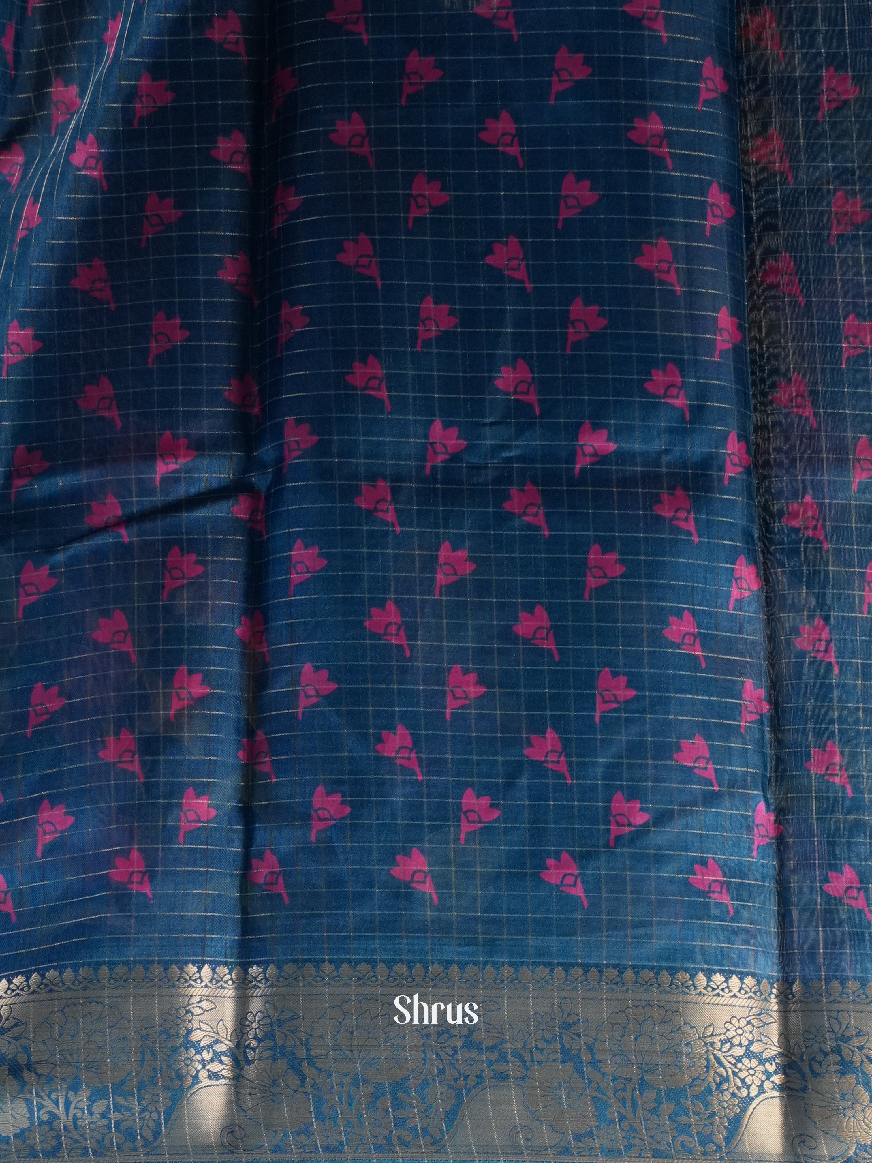 Blue - Semi Crepe Saree