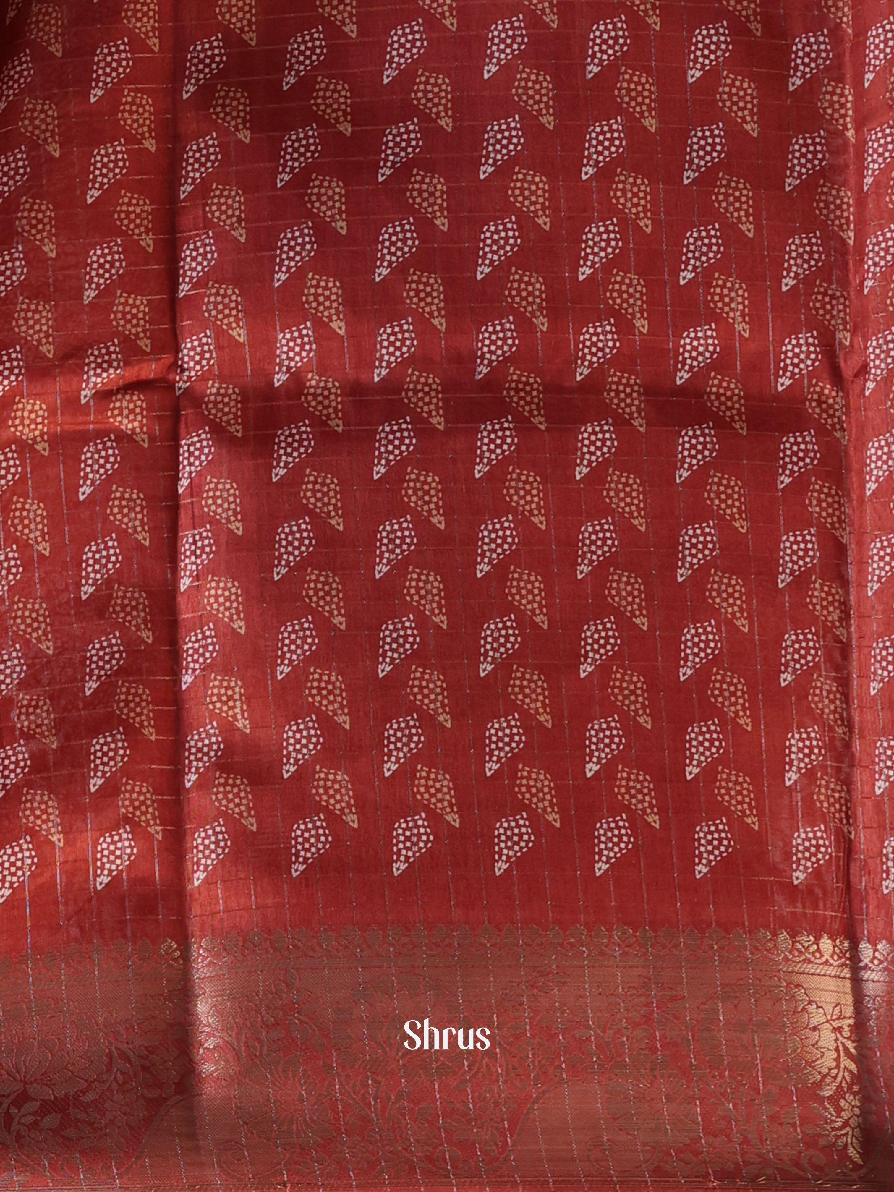 Red - Semi Crepe Saree