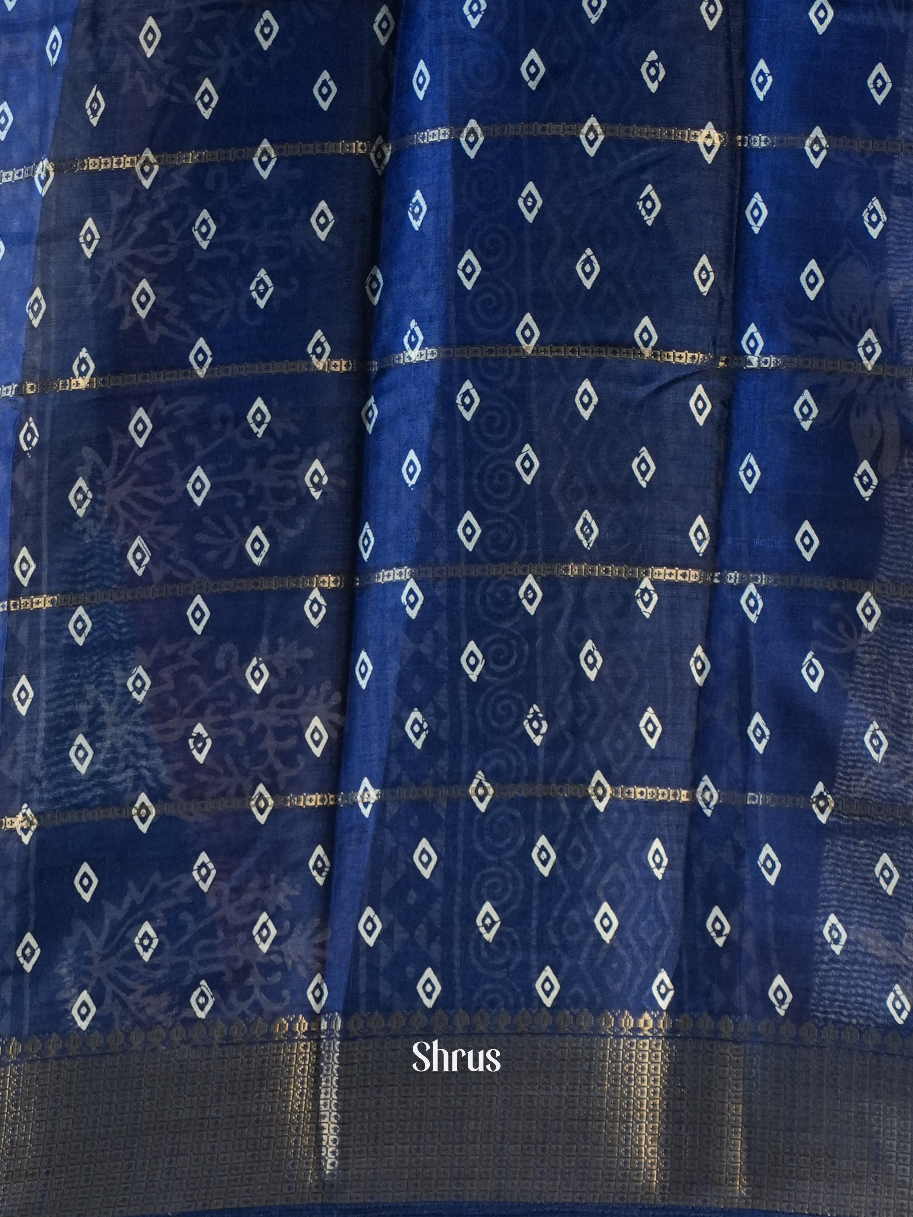 Blue - Semi Crepe Saree