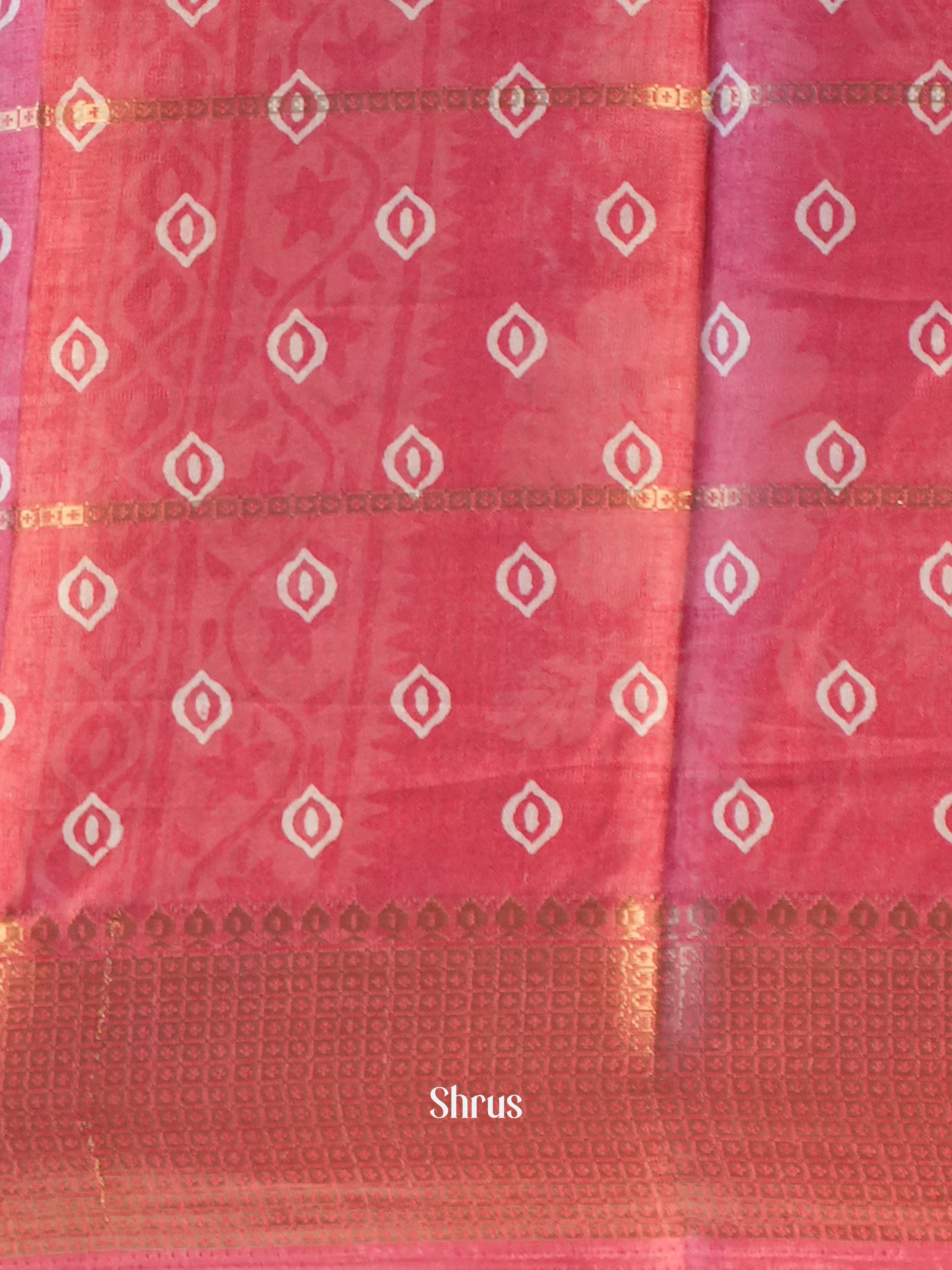 Pink - Semi Crepe Saree