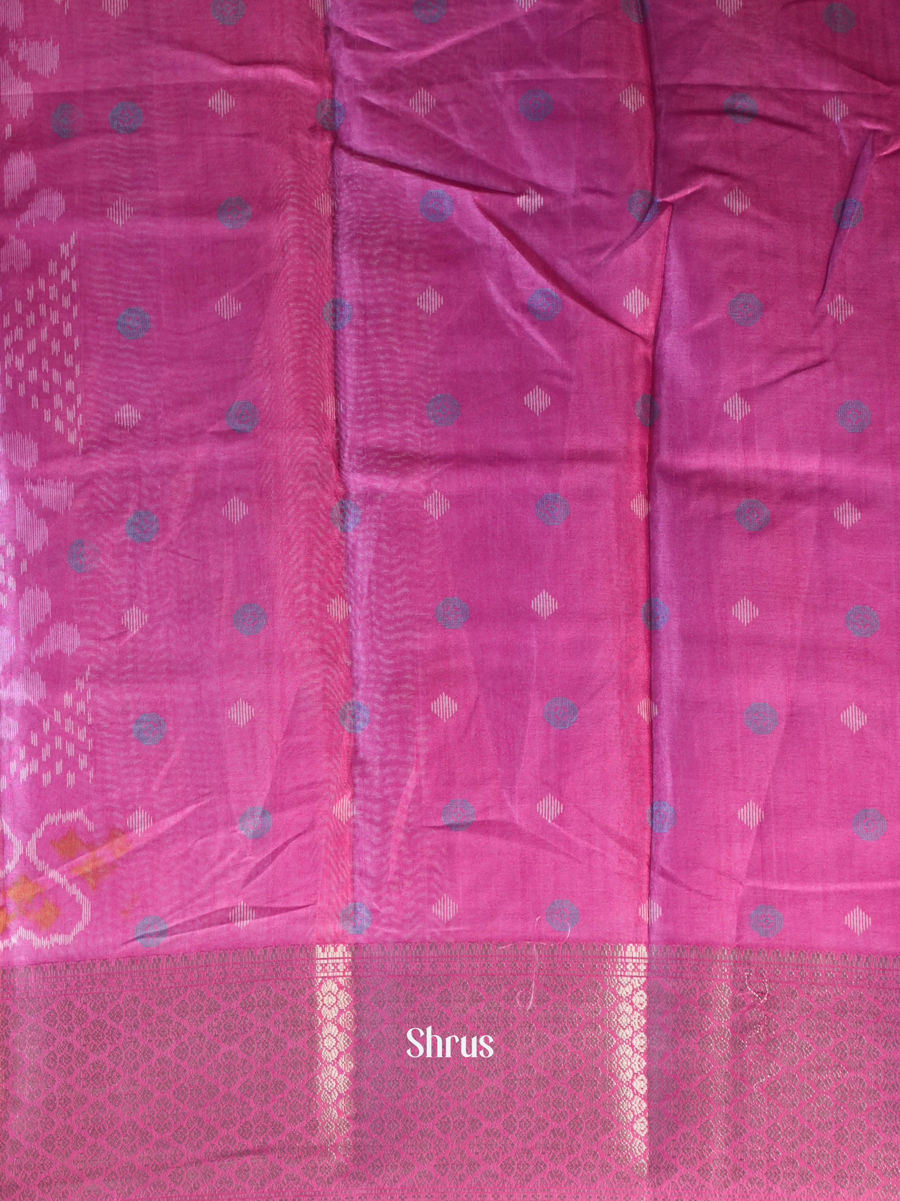 Pink - Semi Crepe Saree