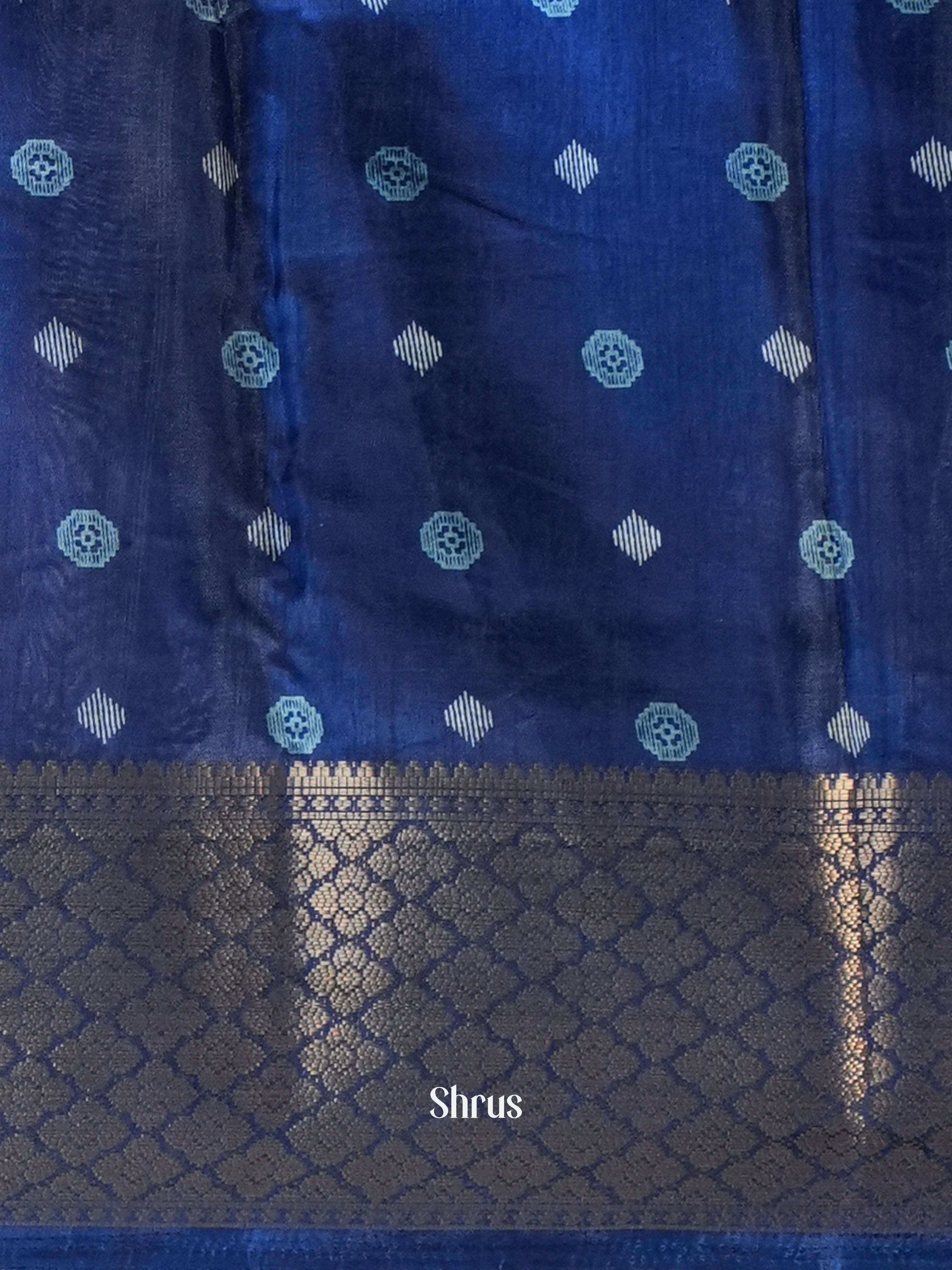 Blue - Semi Crepe Saree