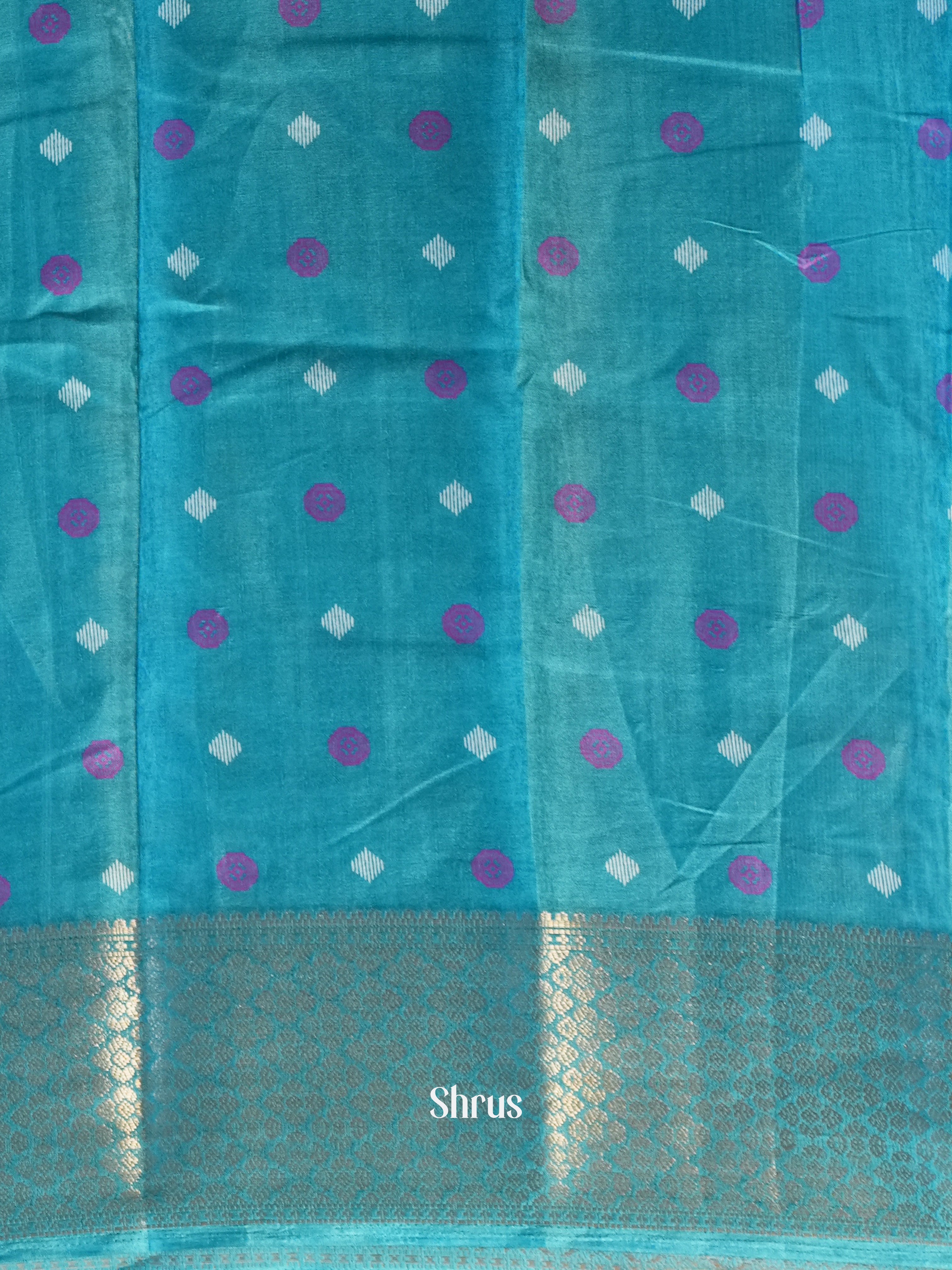 Blue - Semi Crepe Saree