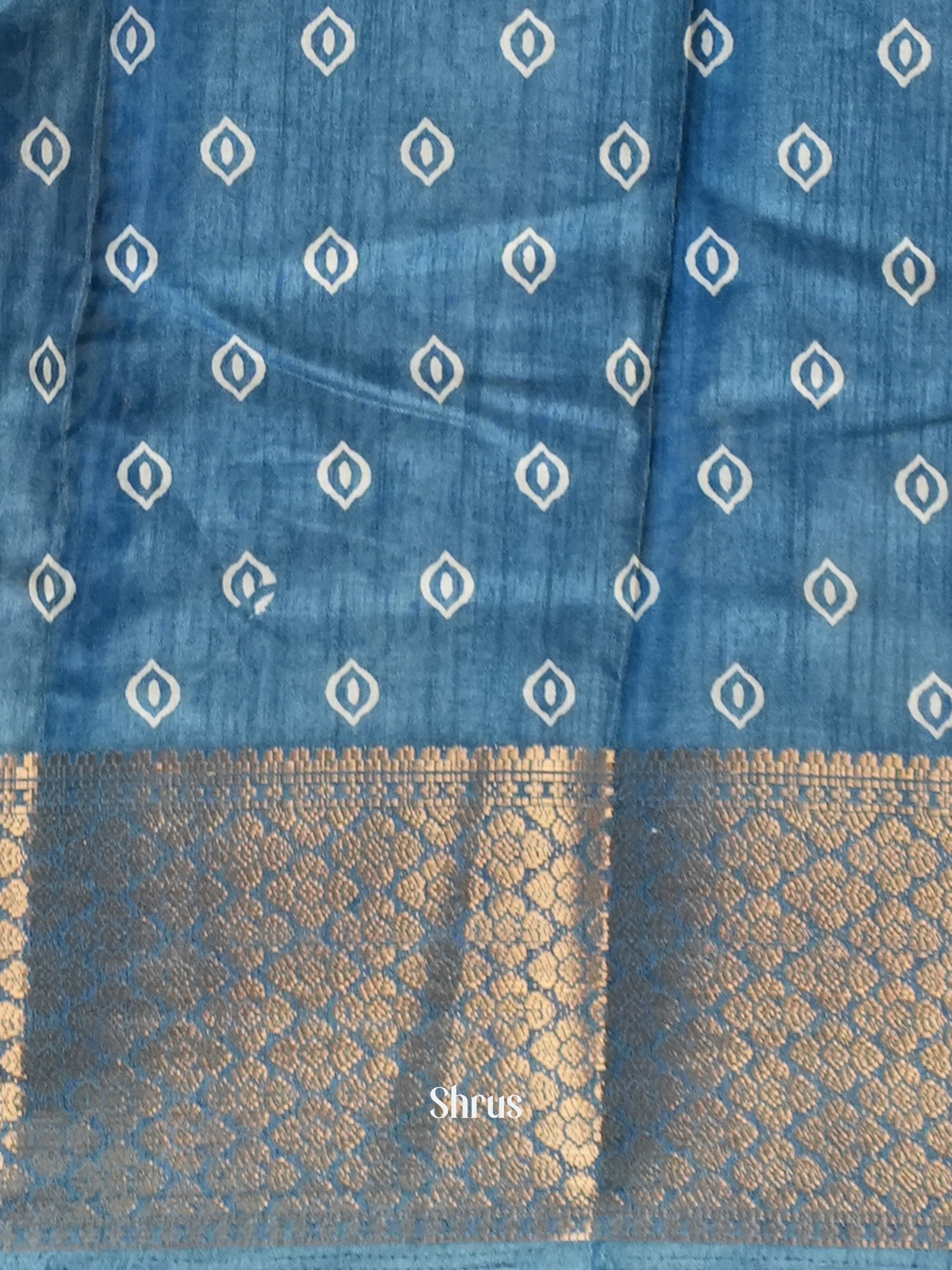 Blue - Semi Crepe Saree