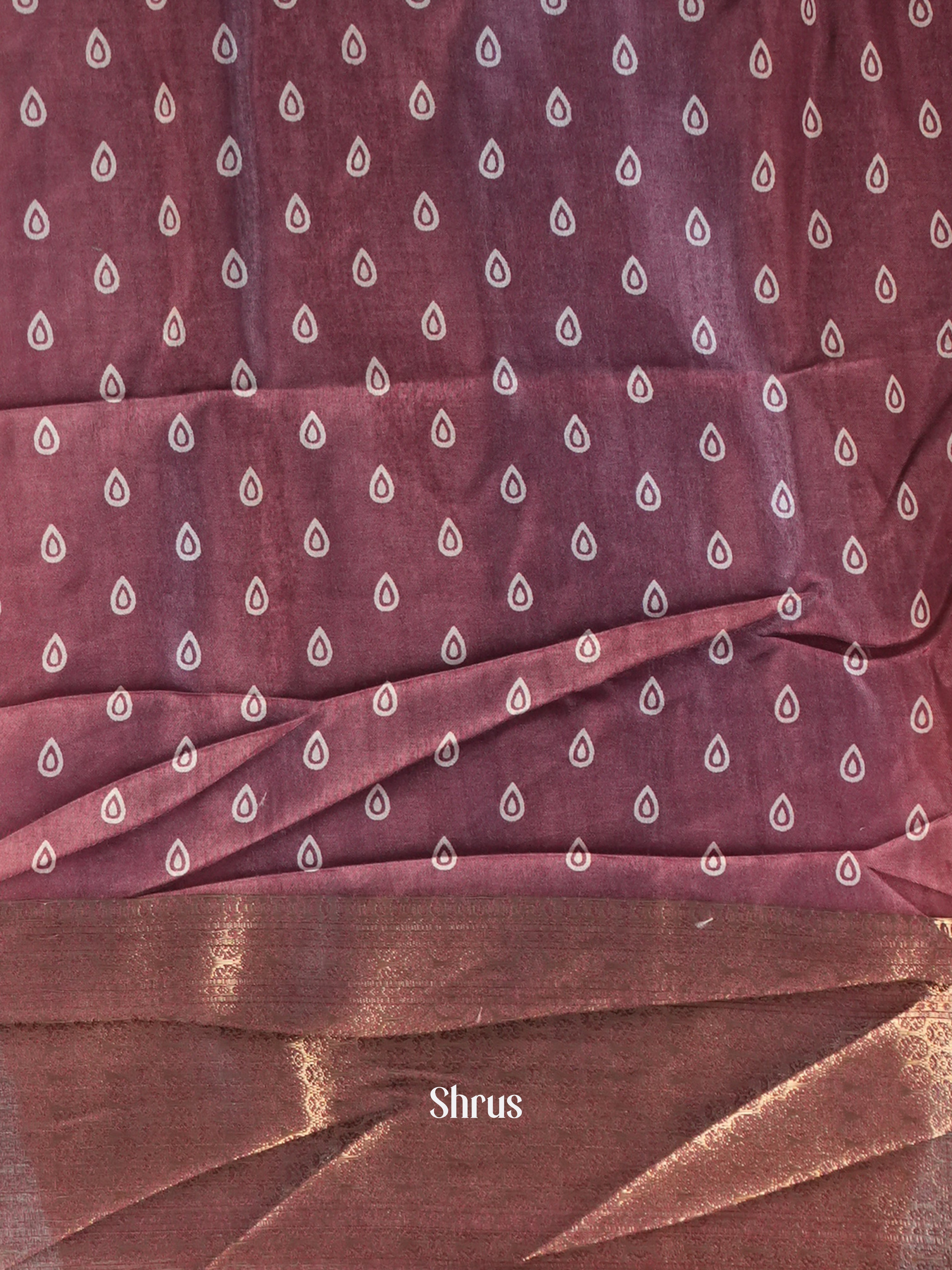 Brown - Semi Crepe Saree