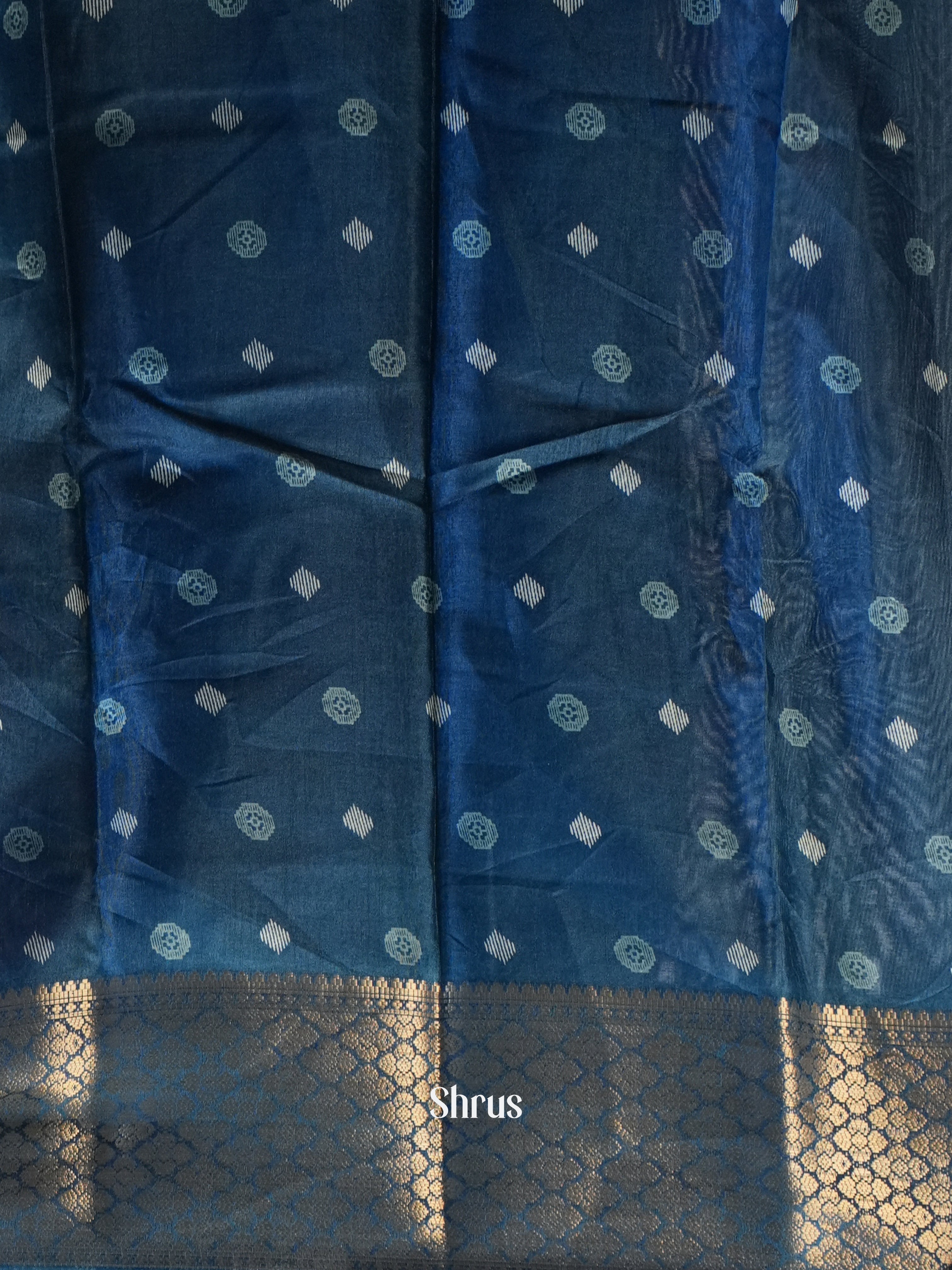 Blue - Semi Crepe Saree