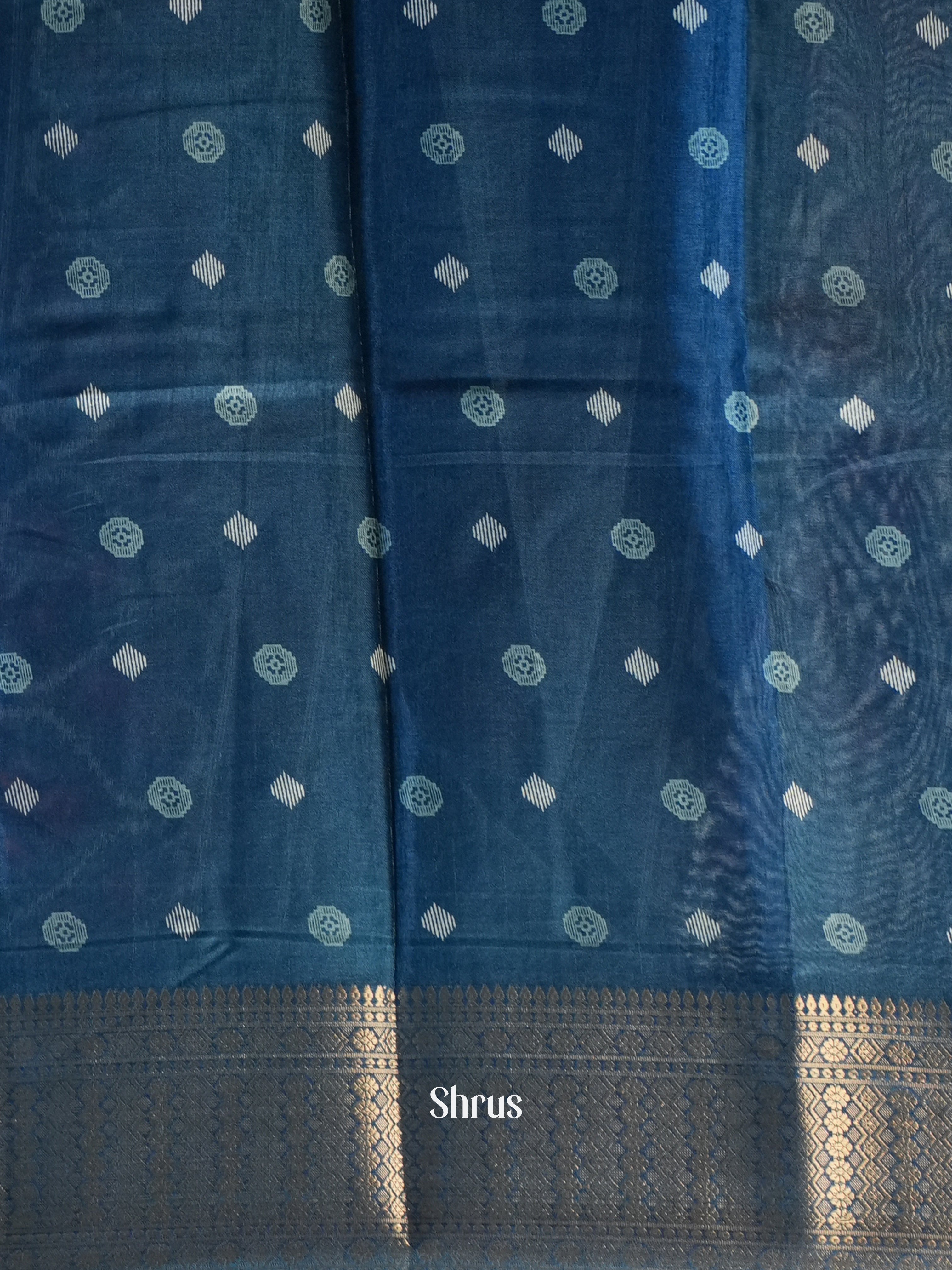 Blue - Semi Crepe Saree