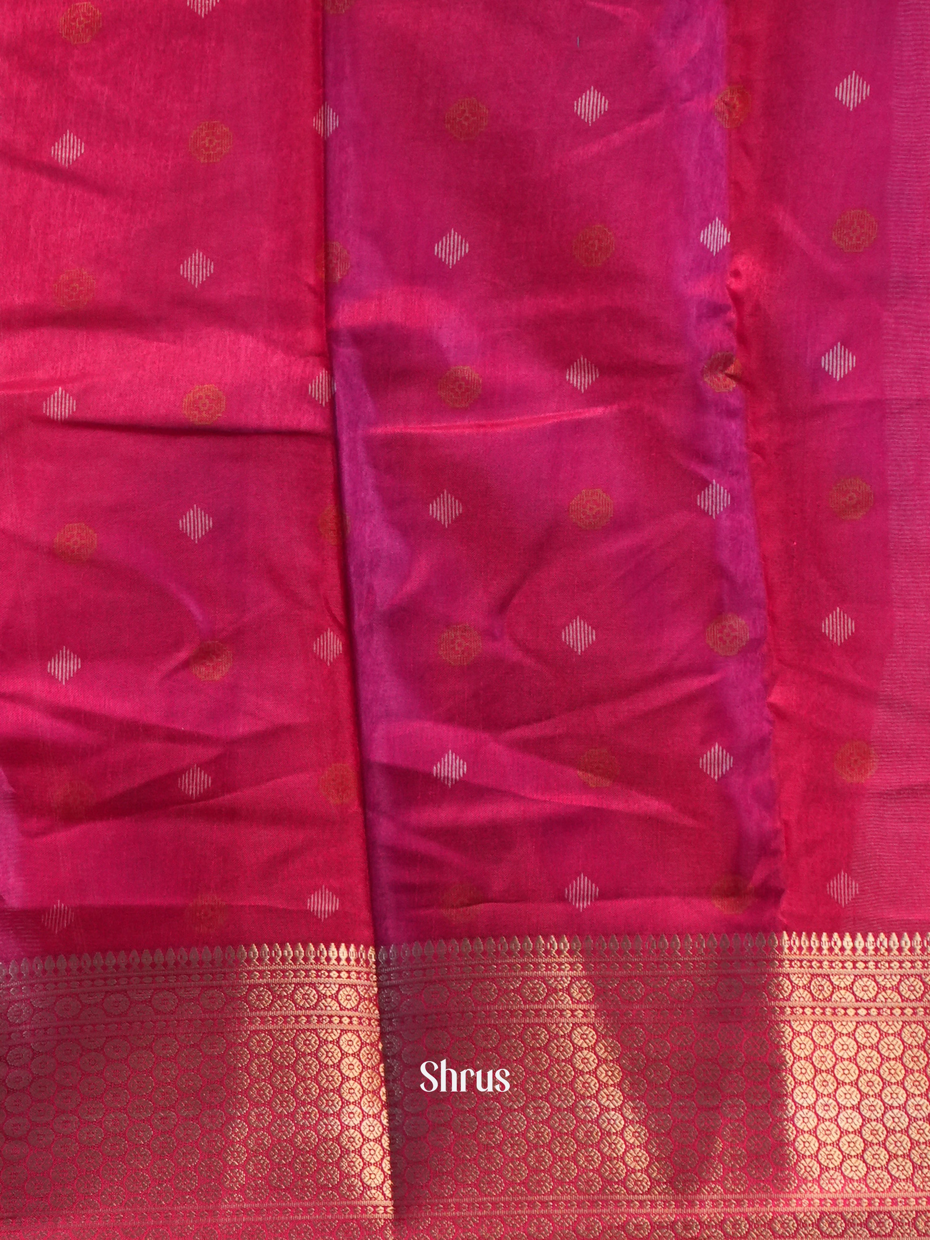 Pink - Semi Crepe Saree