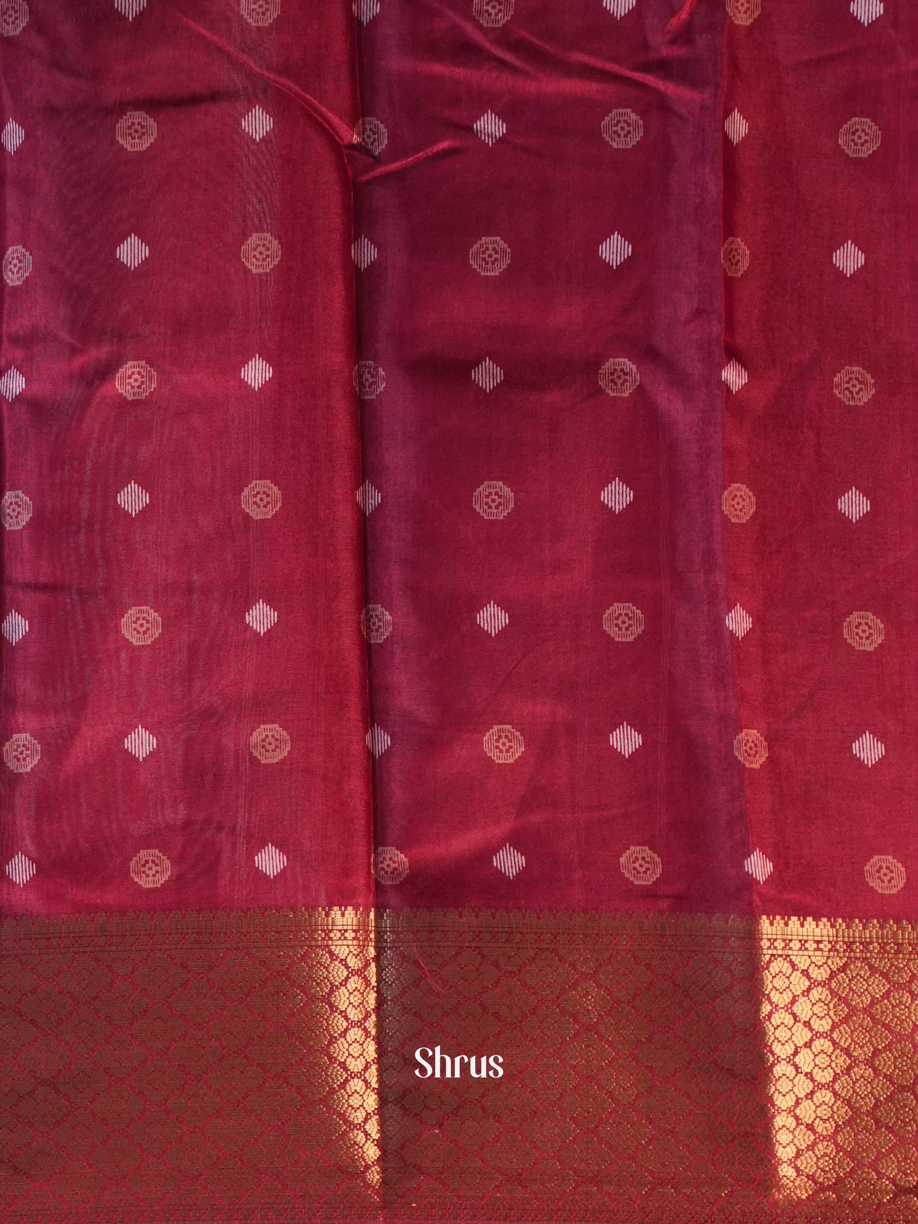 Red - Semi Crepe Saree