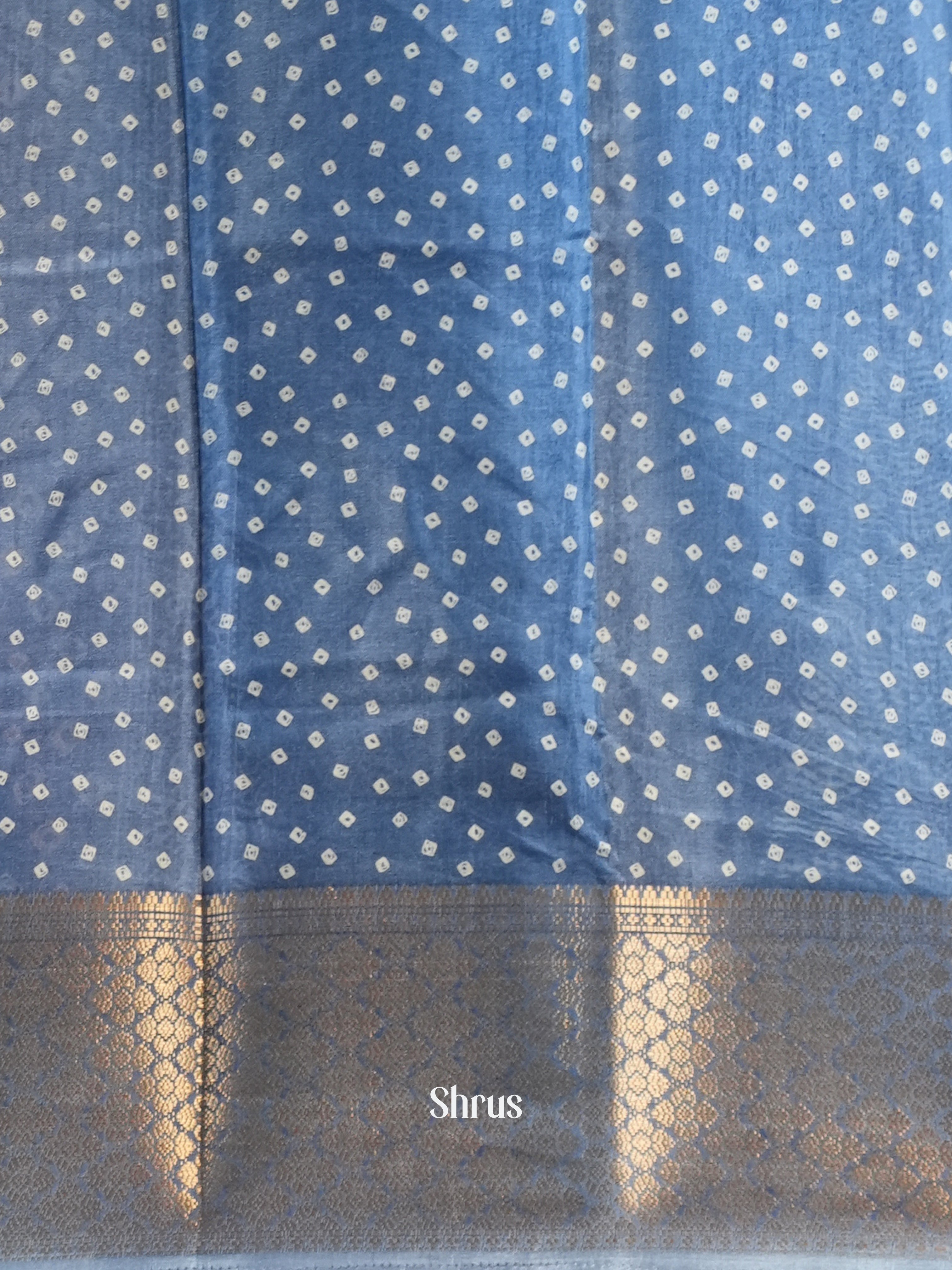 Blue  - Semi Crepe Saree