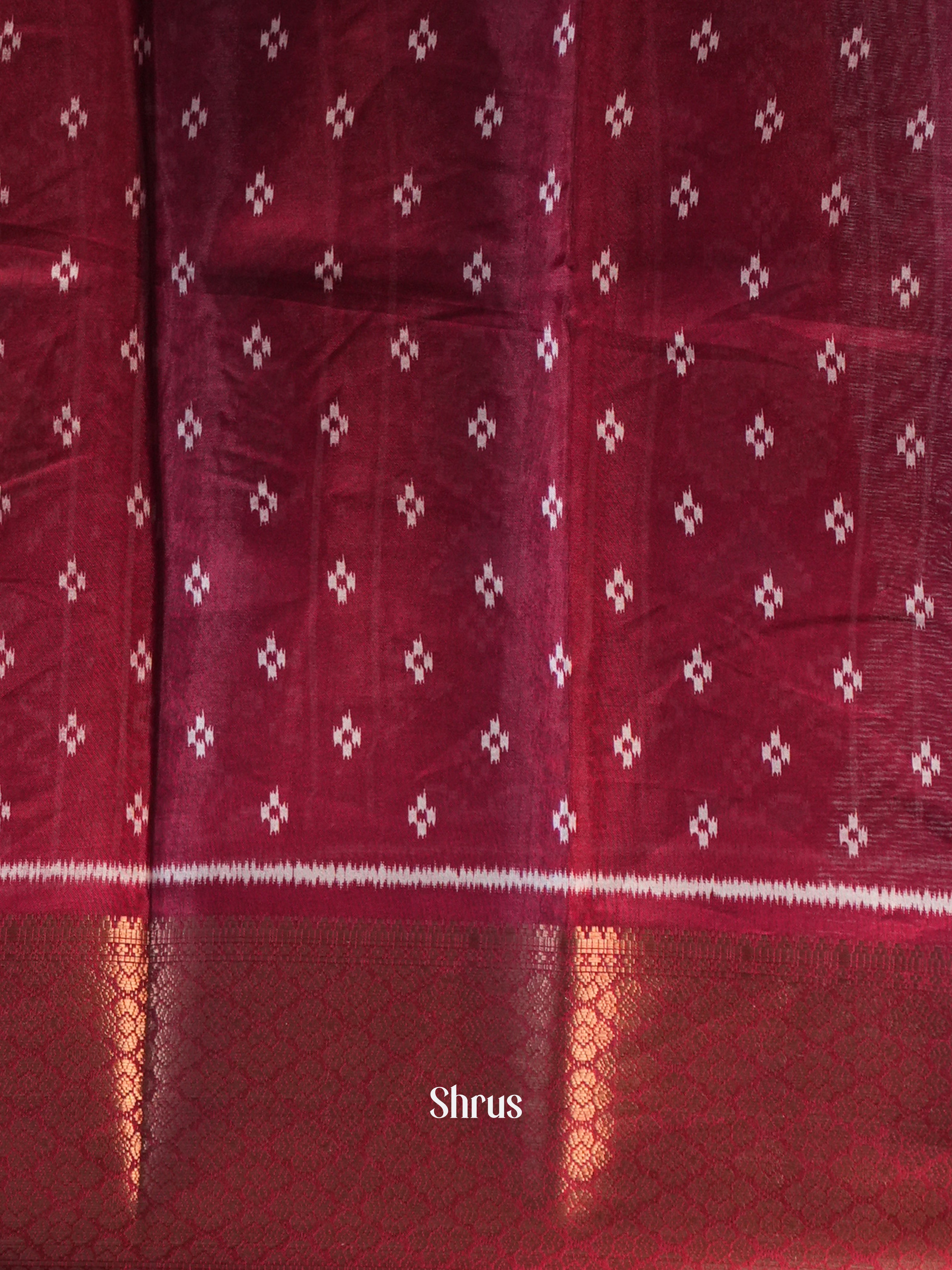 Maroon- Semi Crepe Saree