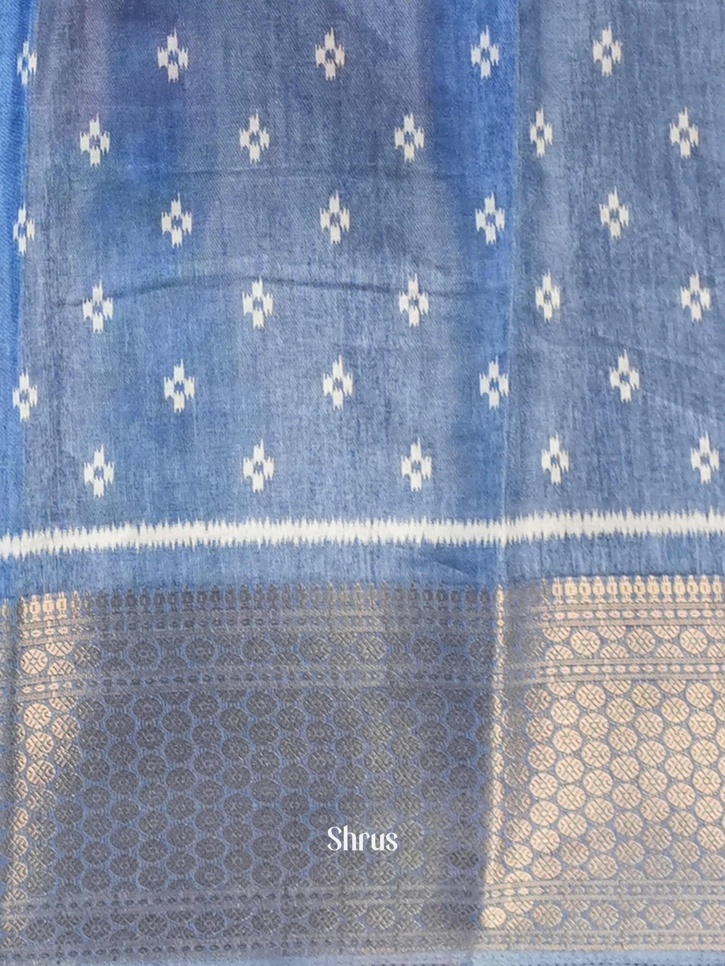 Blue - Semi Crepe Saree