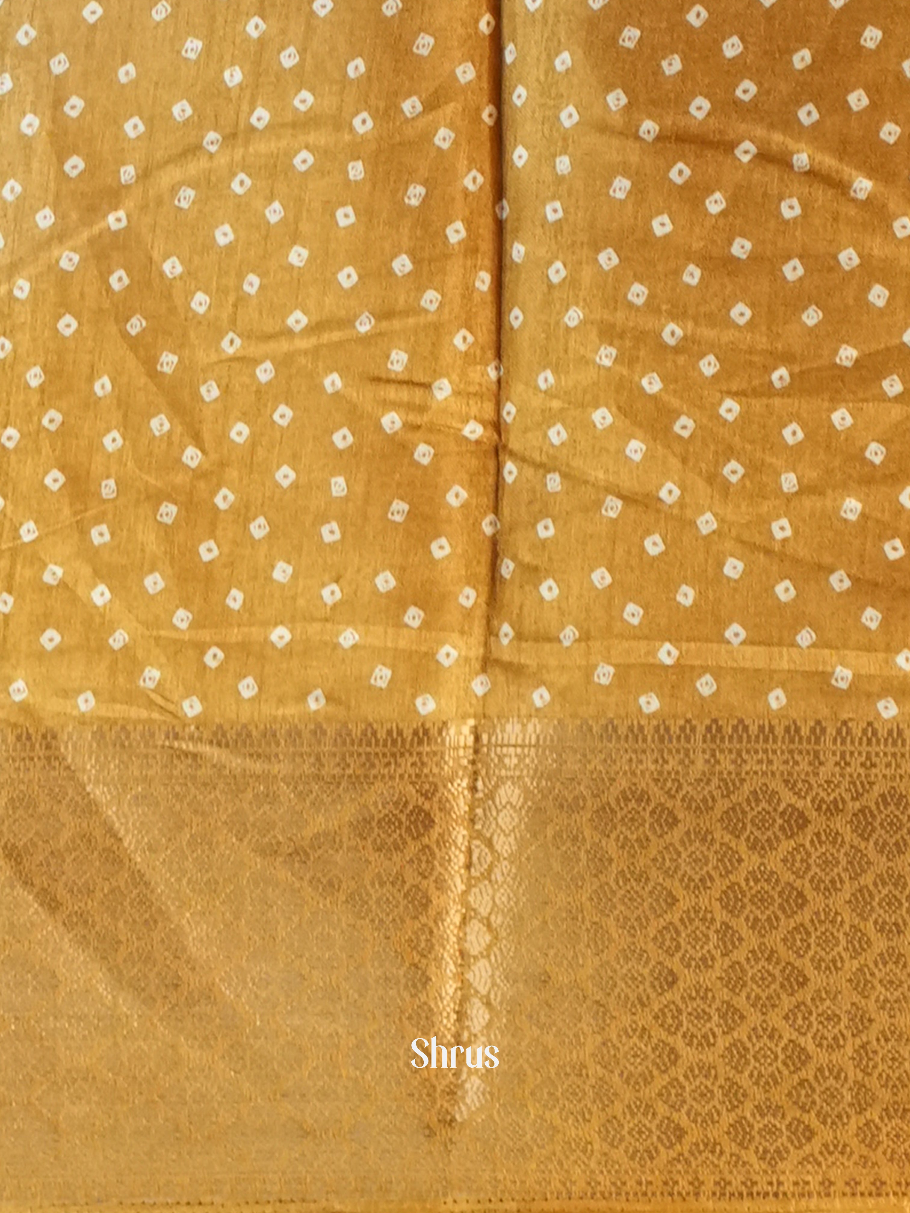 Mustard - Semi Crepe Saree