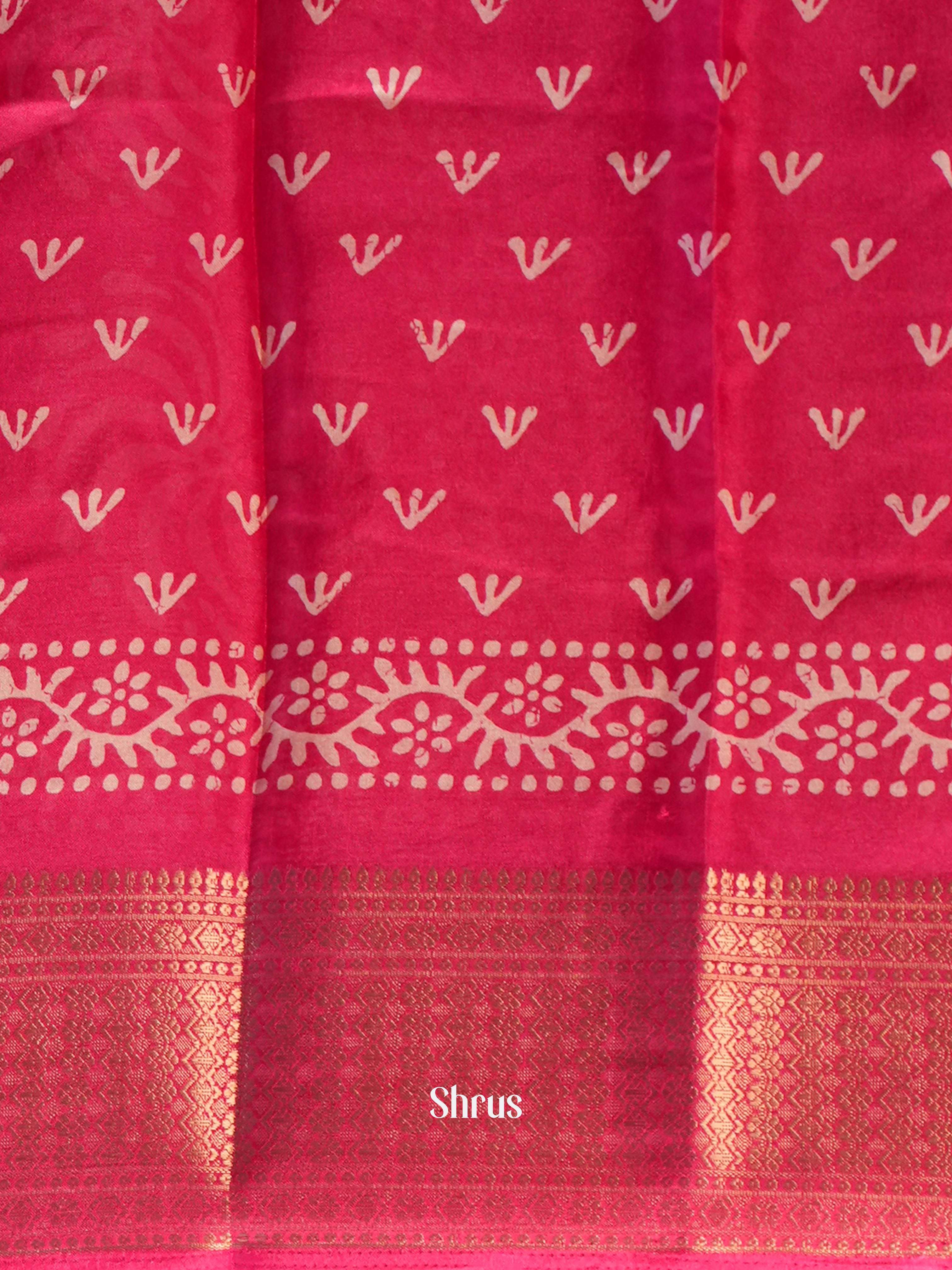 Pink - Semi Crepe Saree