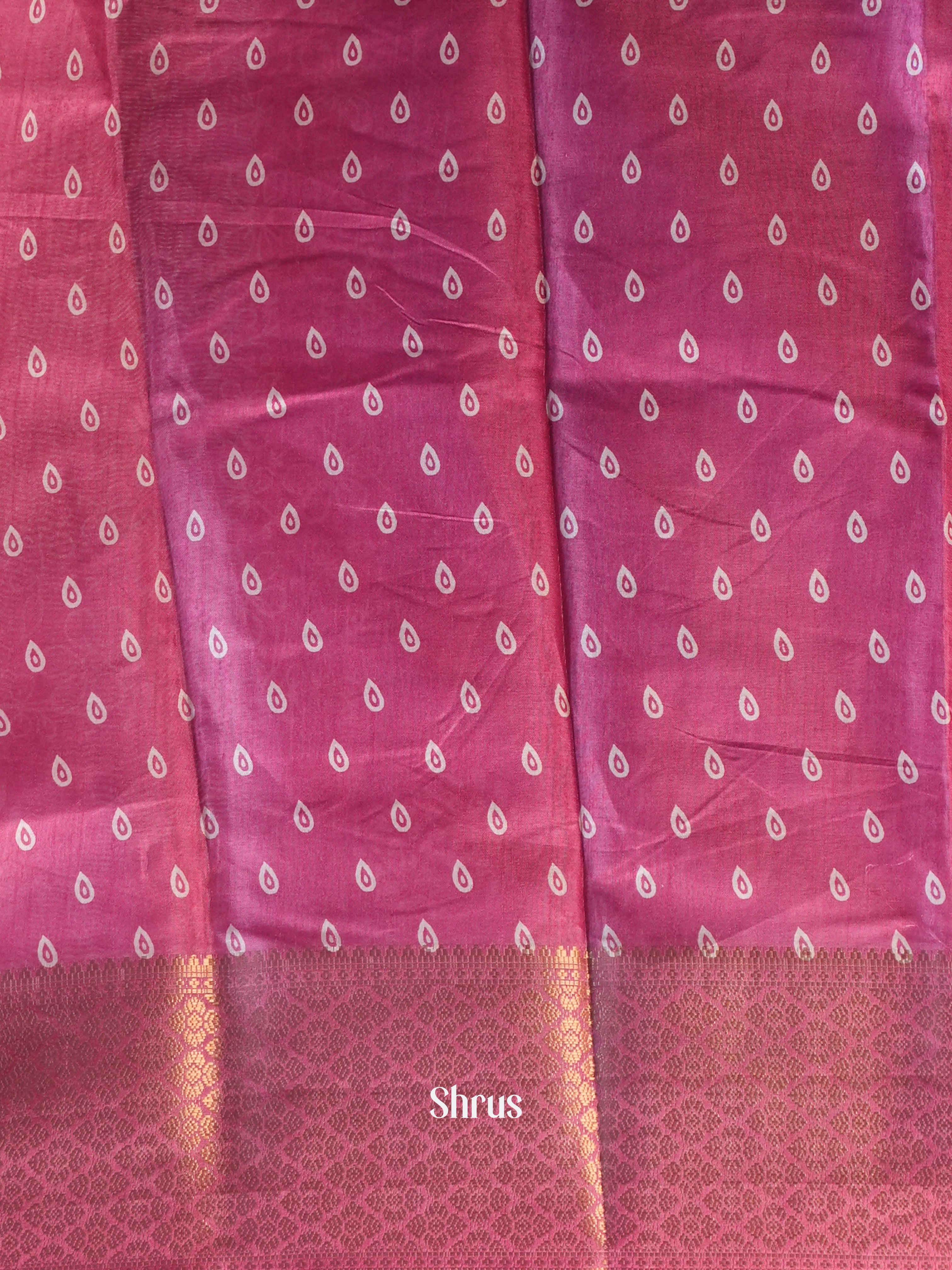 Pink - Semi Crepe Saree