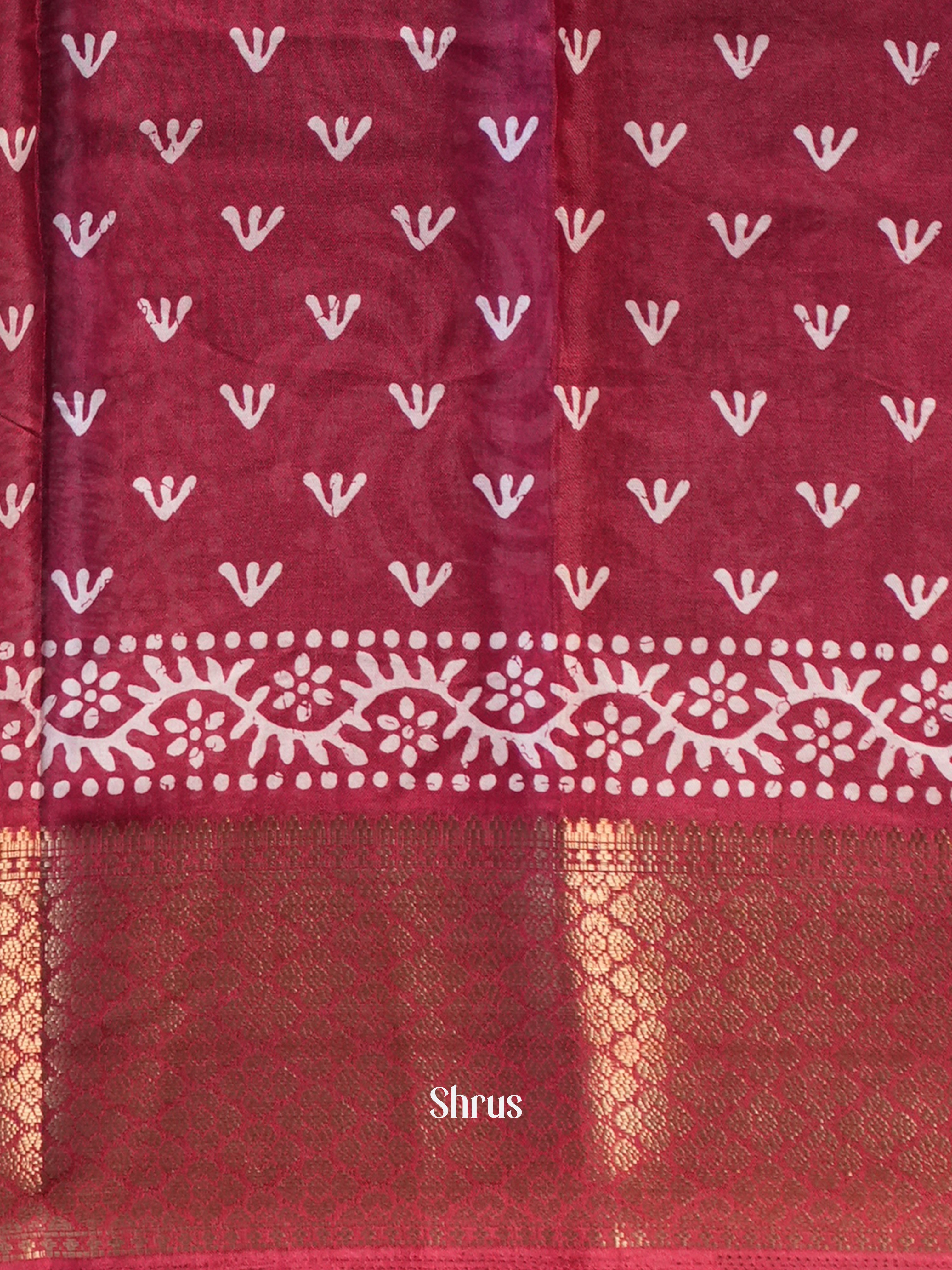 Maroon - Semi Crepe Saree