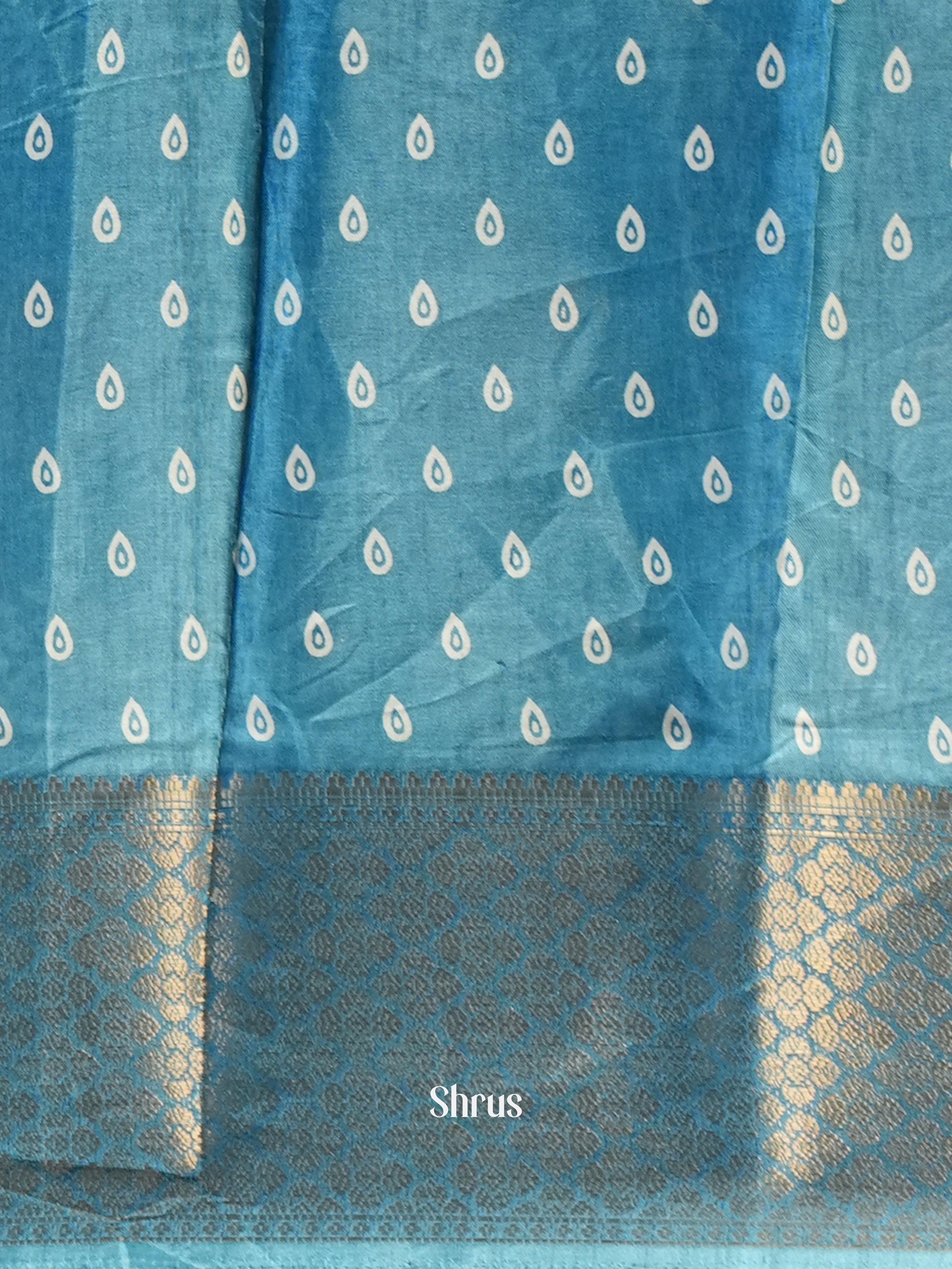 Blue - Semi Crepe Saree