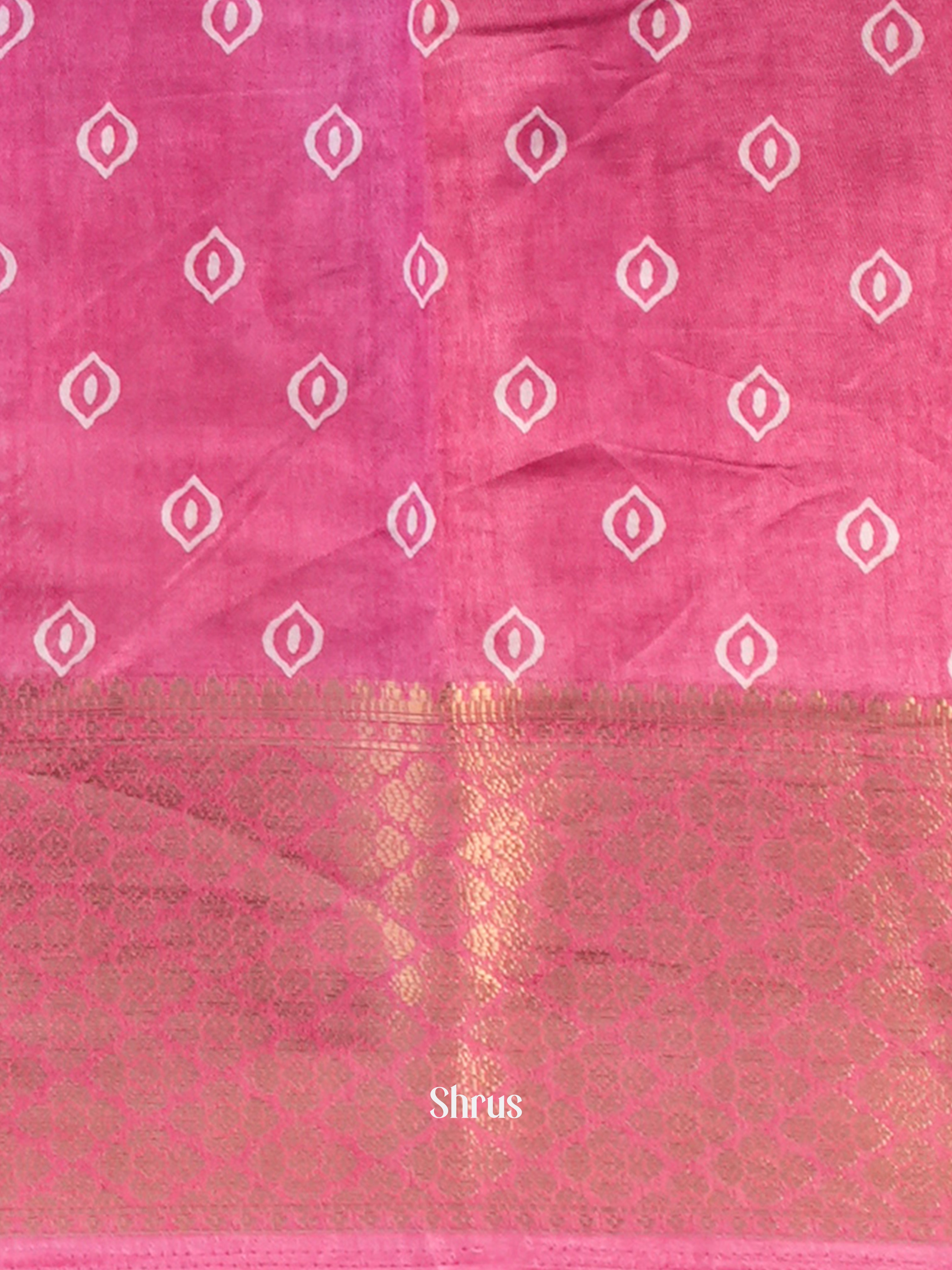 Pink - Semi Crepe Saree