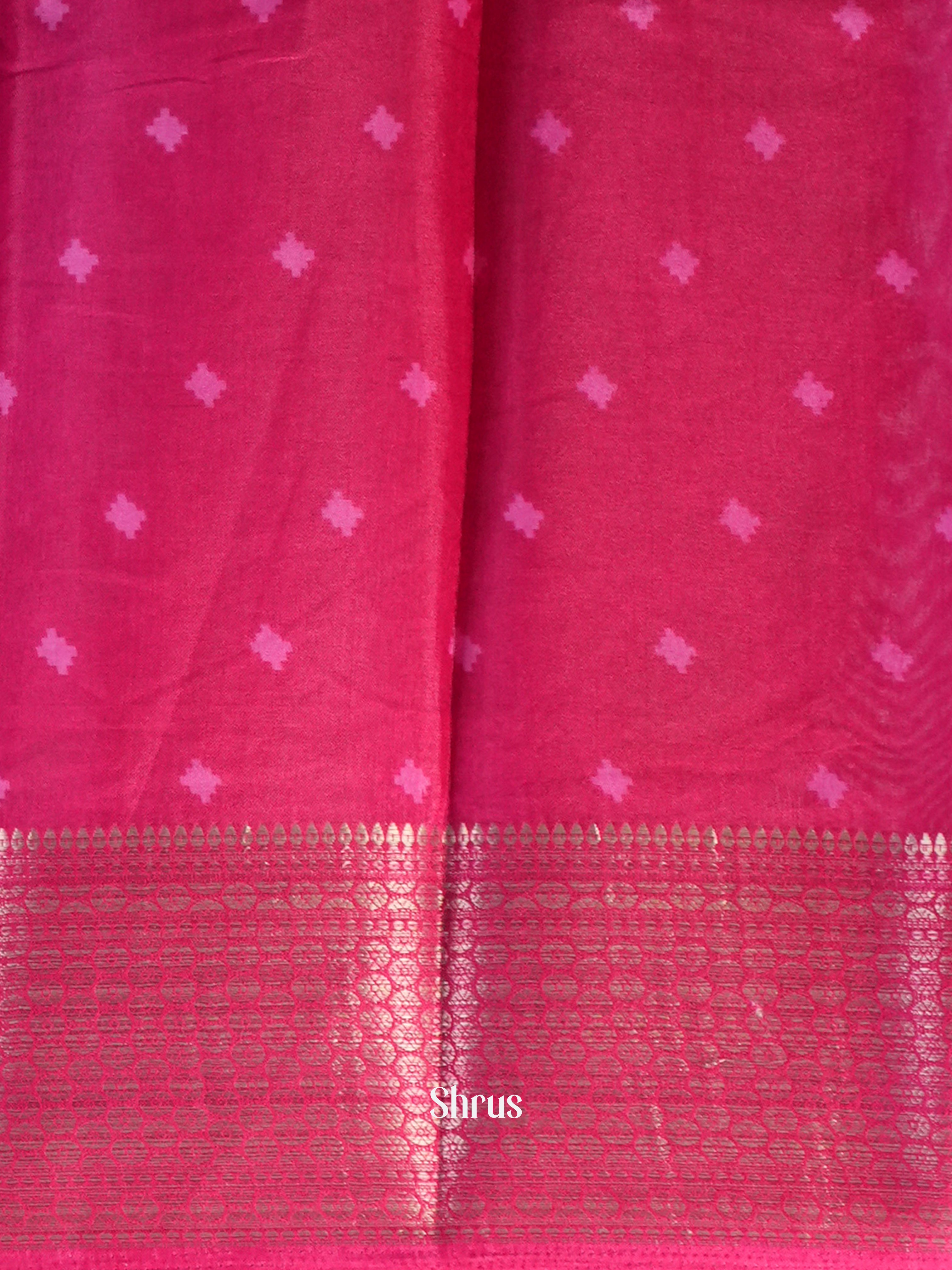 Blue &  Pink  - Semi Crepe Saree