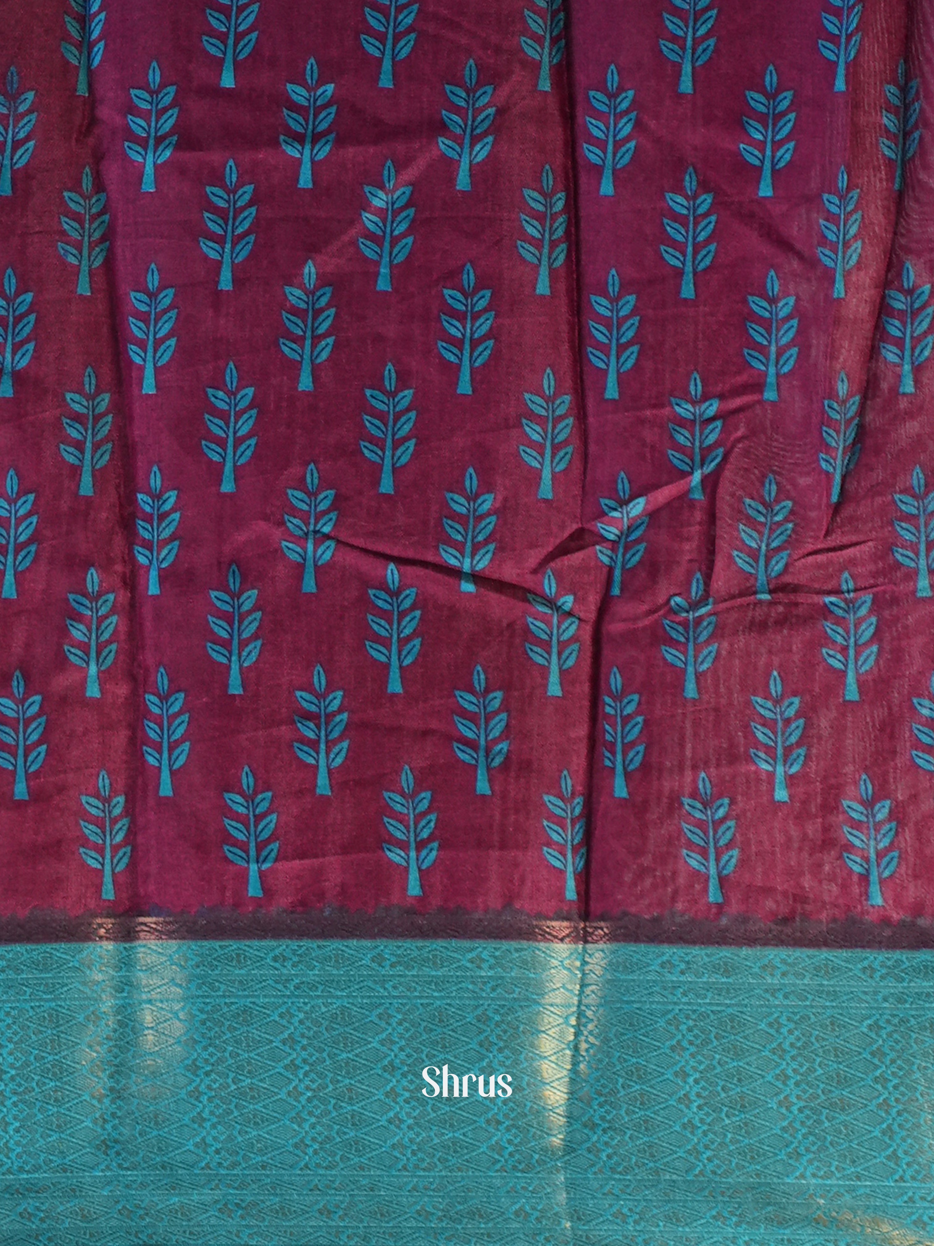 Purple & Blue - Semi Crepe Saree