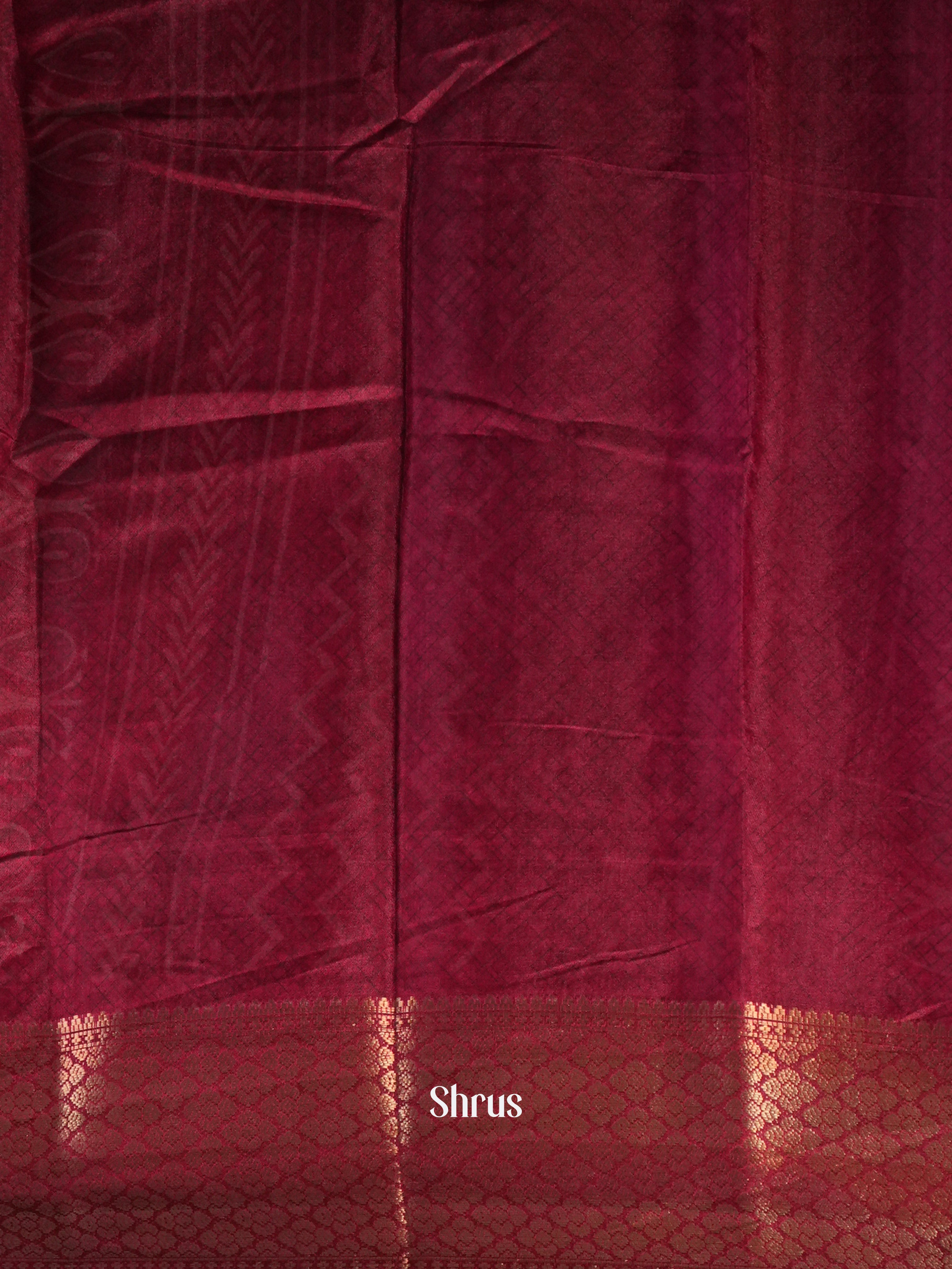 Blue & Maroon - Semi Crepe Saree