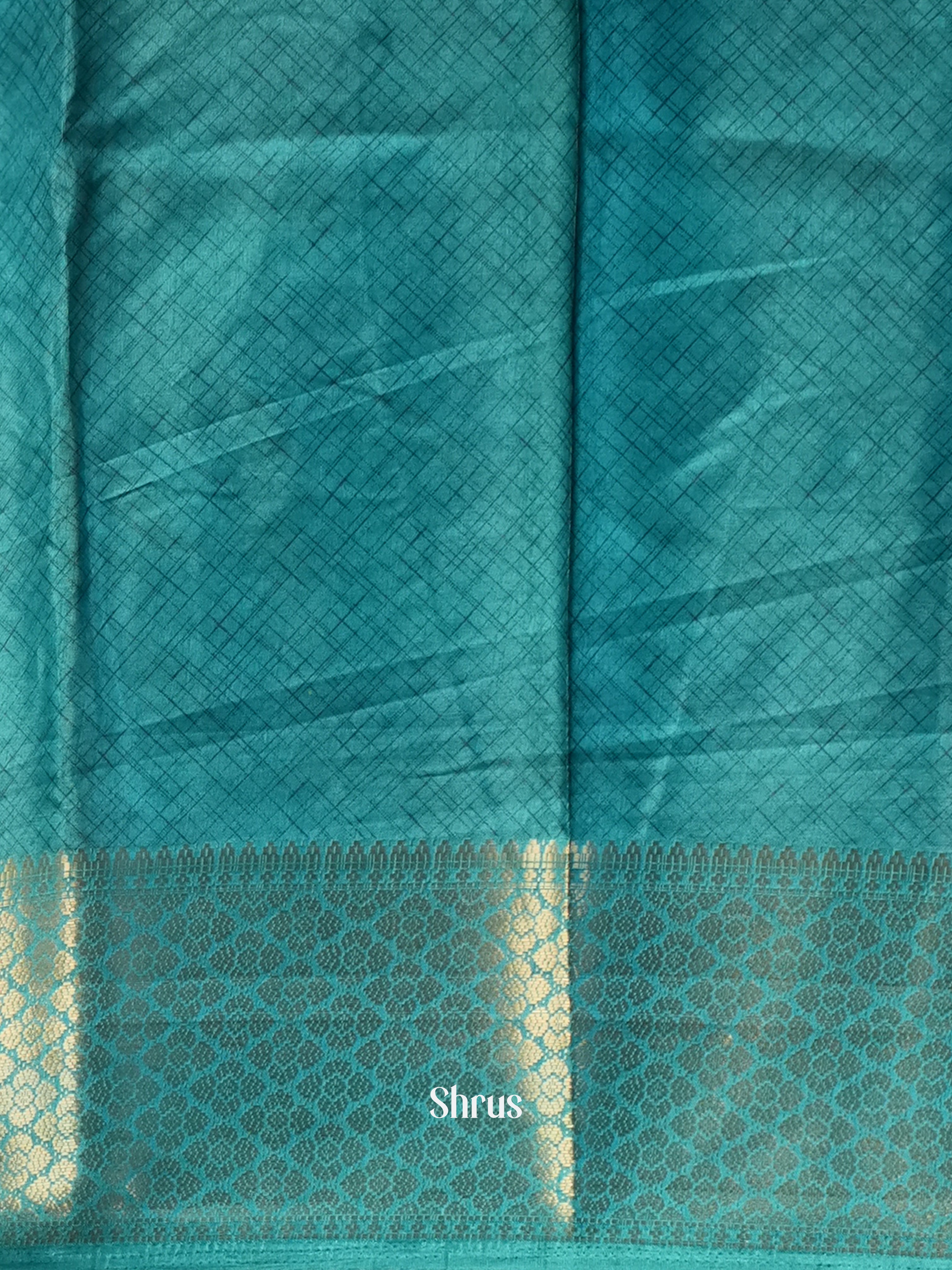 Yellow & Blue - Semi Crepe Saree