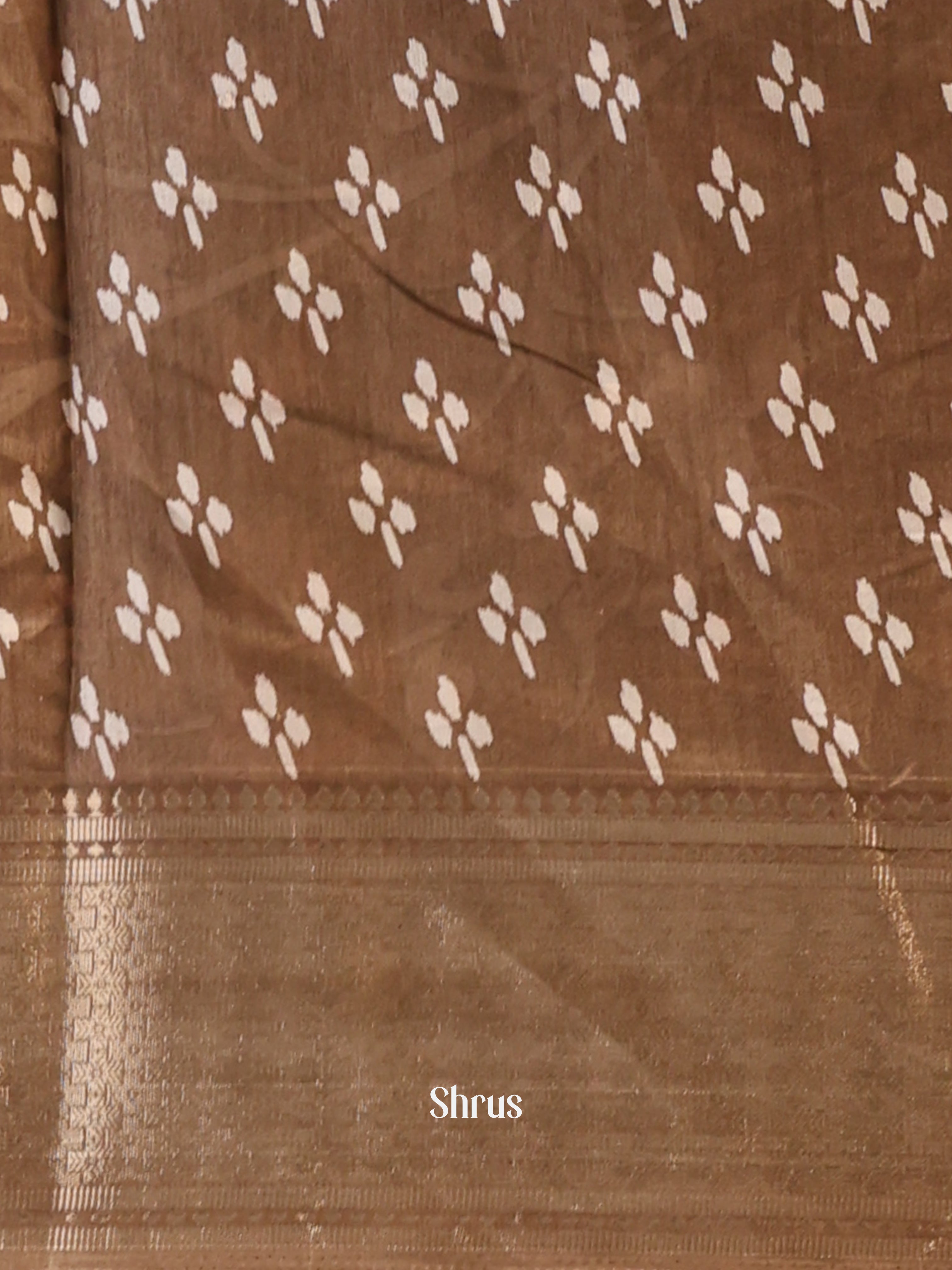 Brown - Semi Crepe Saree