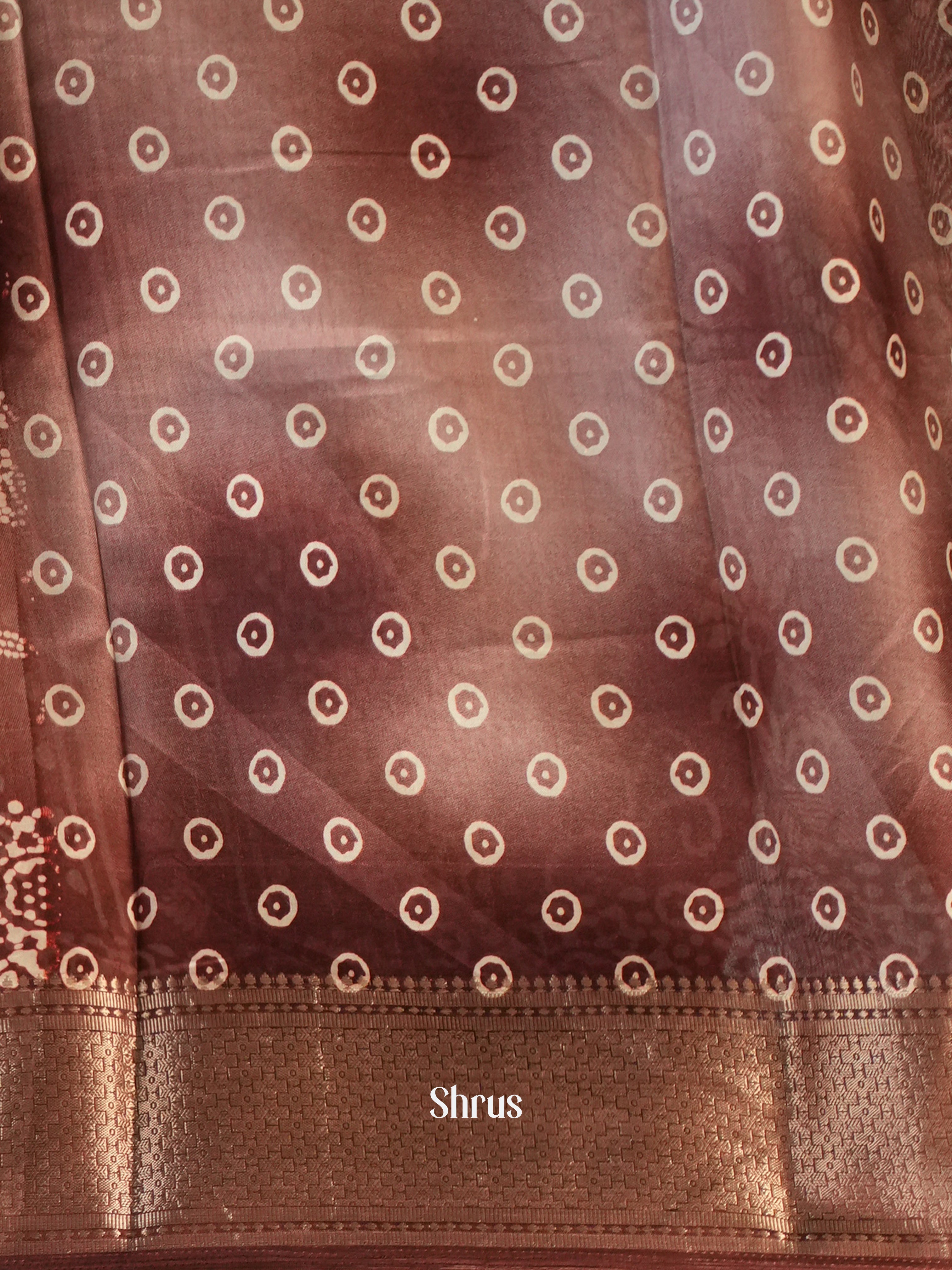 Brown - Semi Crepe Saree