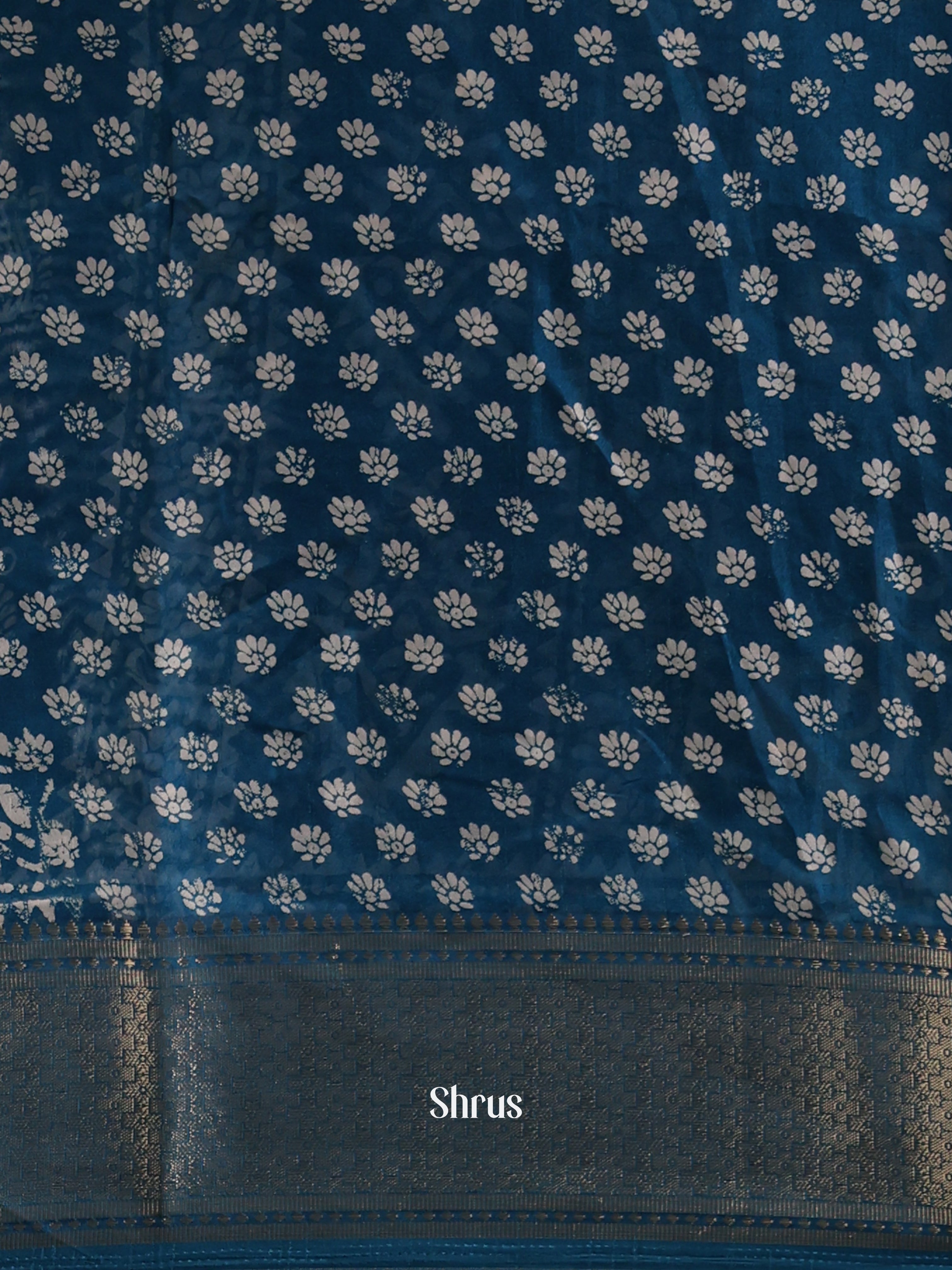 Blue - Semi Crepe Saree