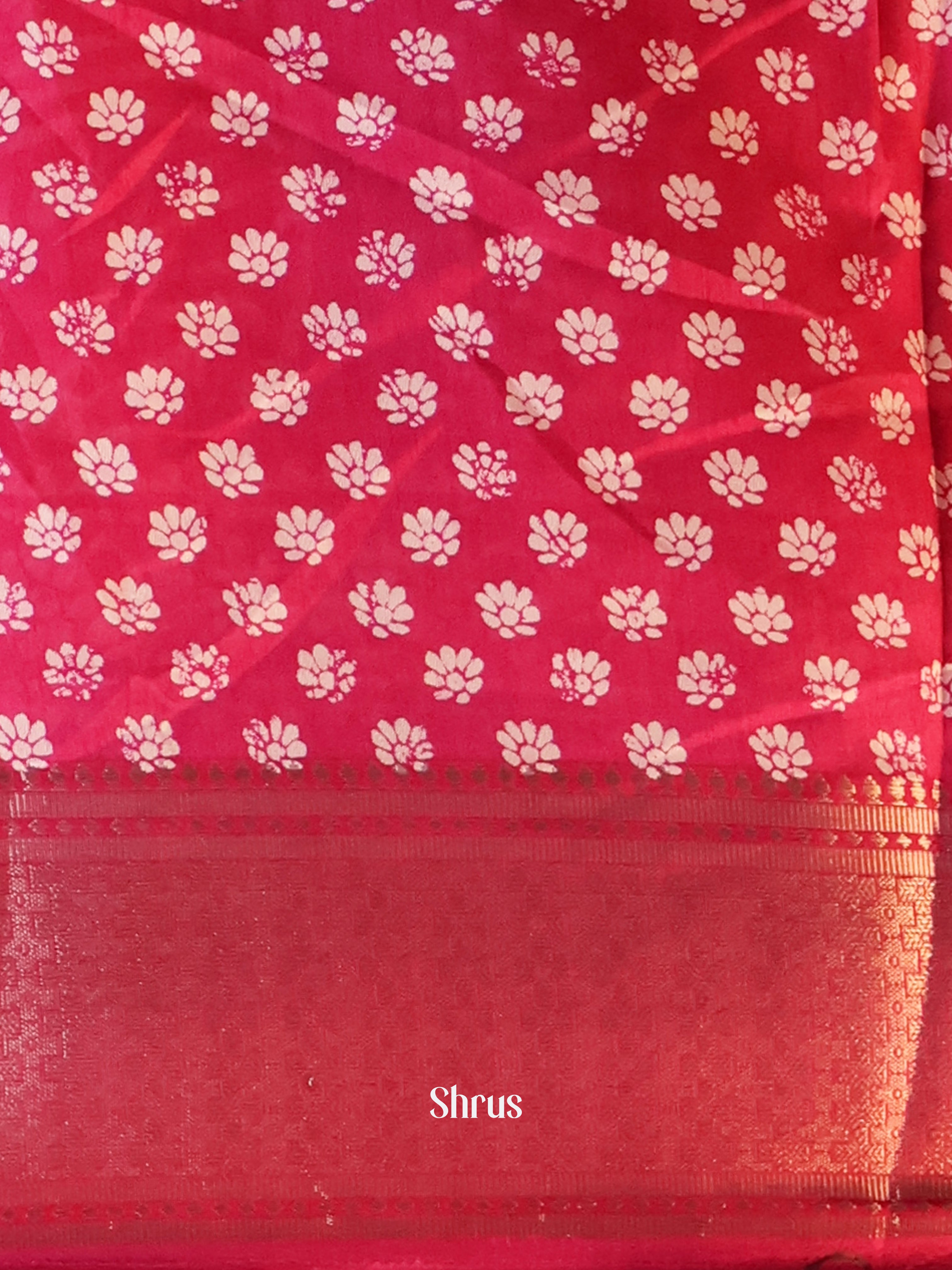 Pink - Semi Crepe Saree