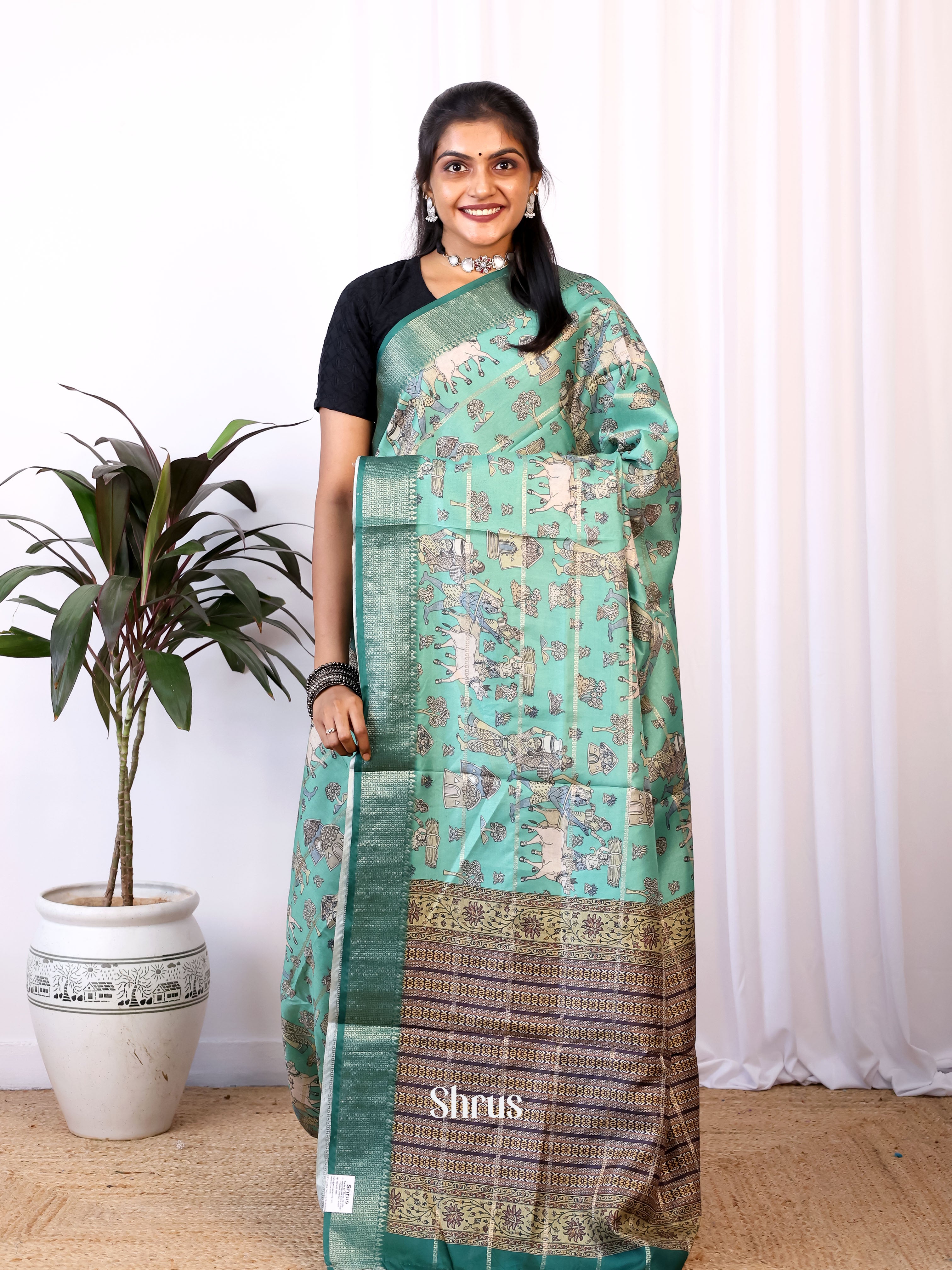 Green - Semi Dola silk Saree