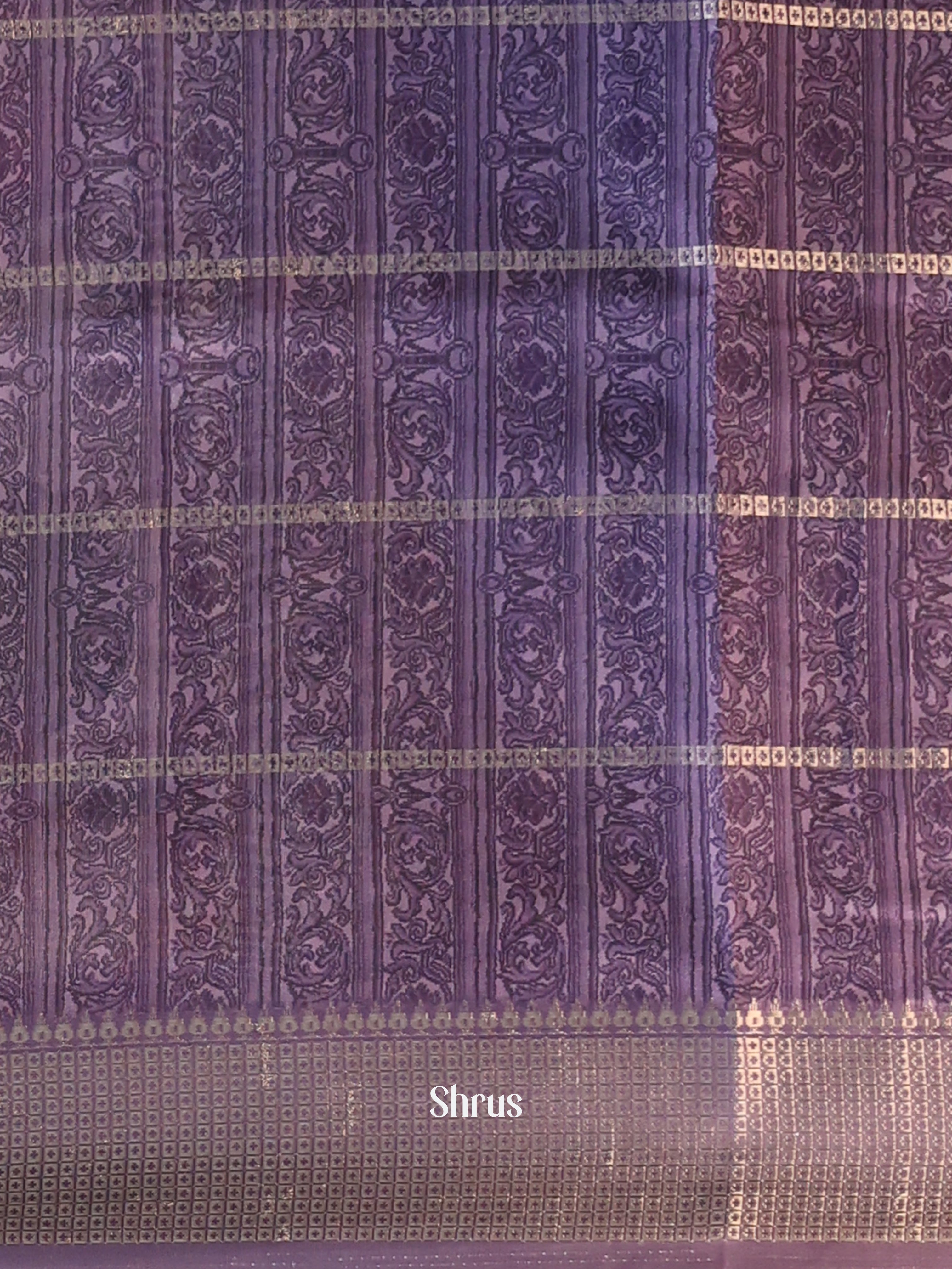 Cream & Purple- Semi Dola silk Saree