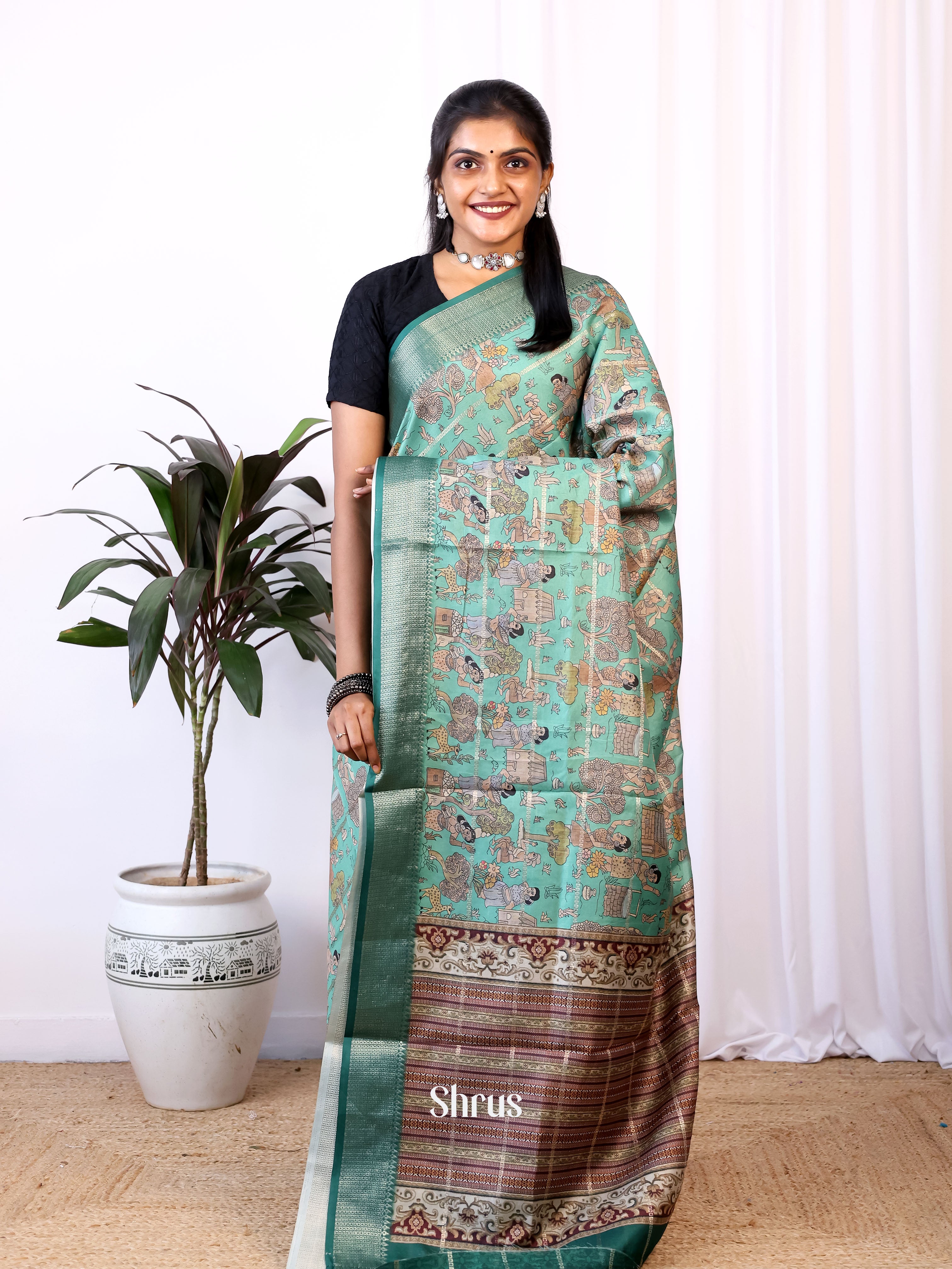 Green  - Semi Dola silk Saree