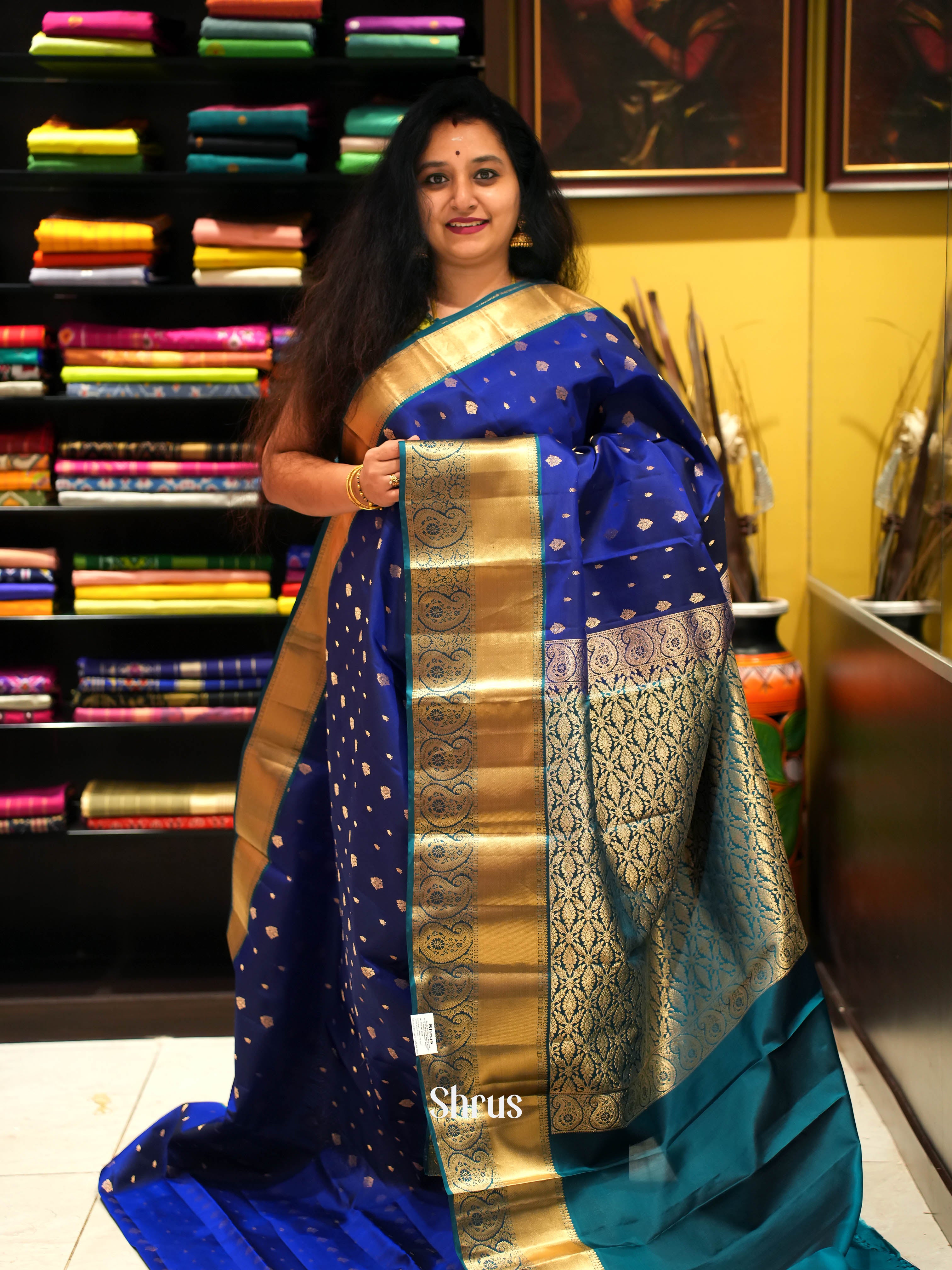 Blue & Teal - Kanchipuram silk Saree