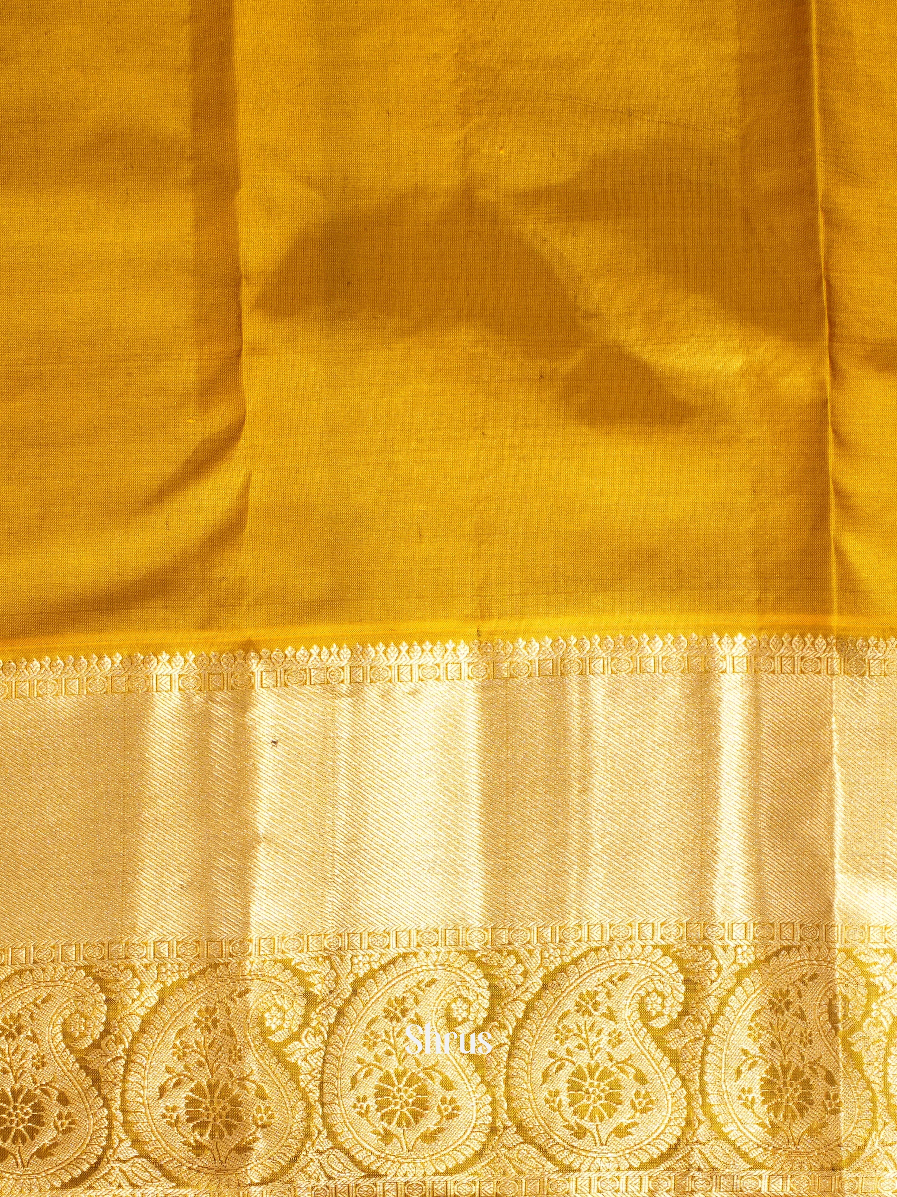 Mehandi & Mustard - Kanchipuram silk Saree