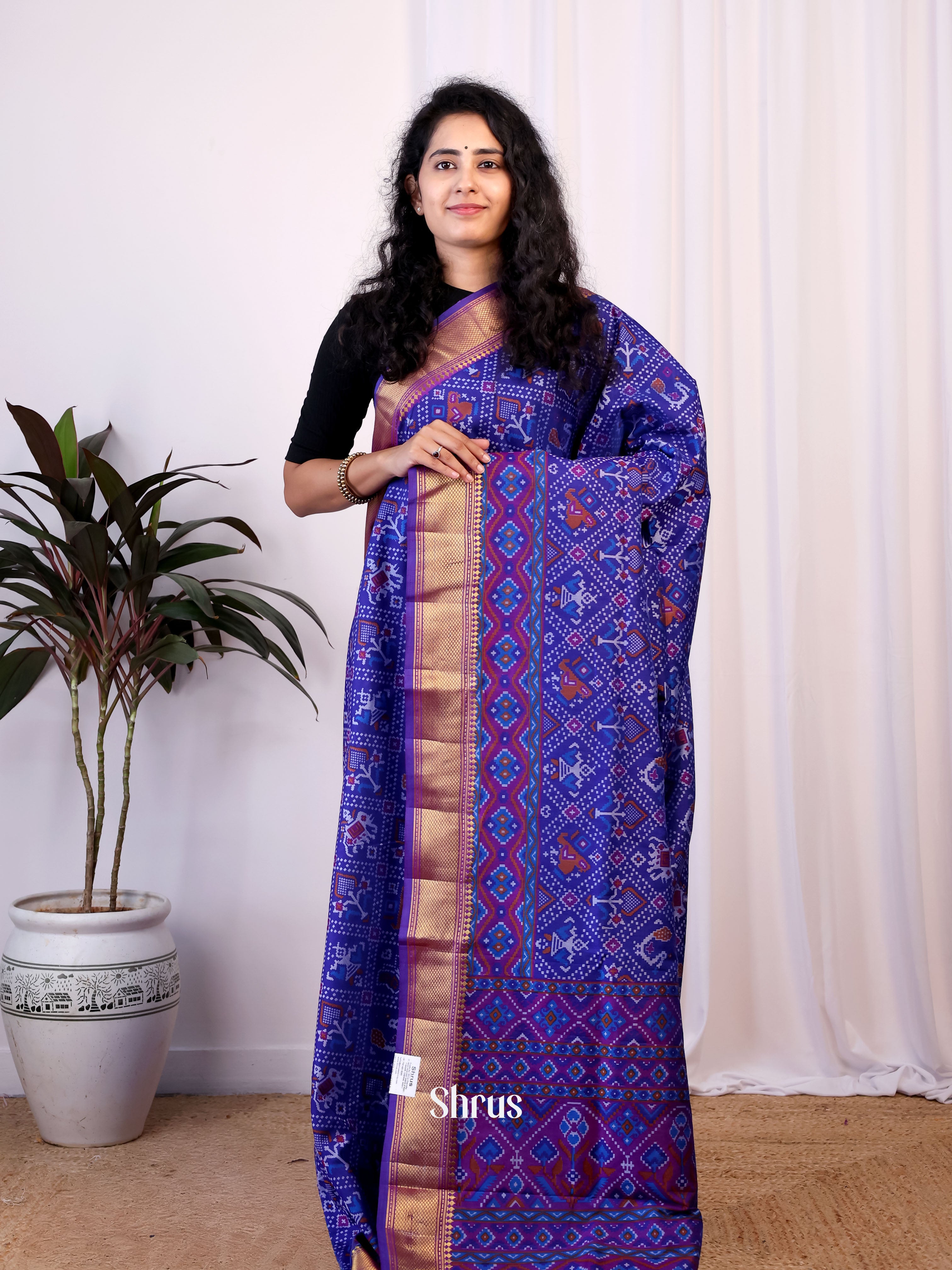 Blue & Purple - Semi Patola Saree