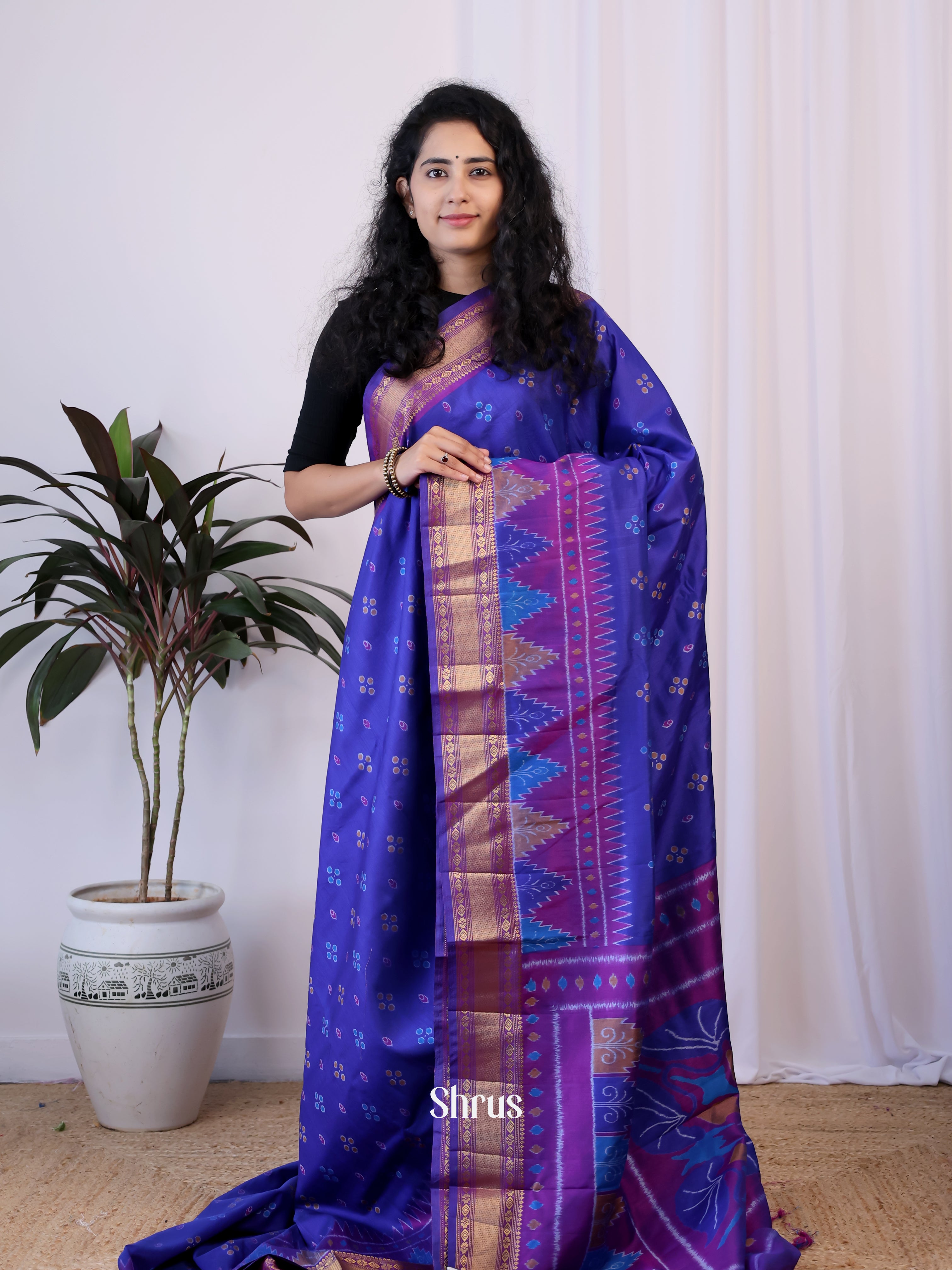 Blue & Purple- Semi Patola Saree