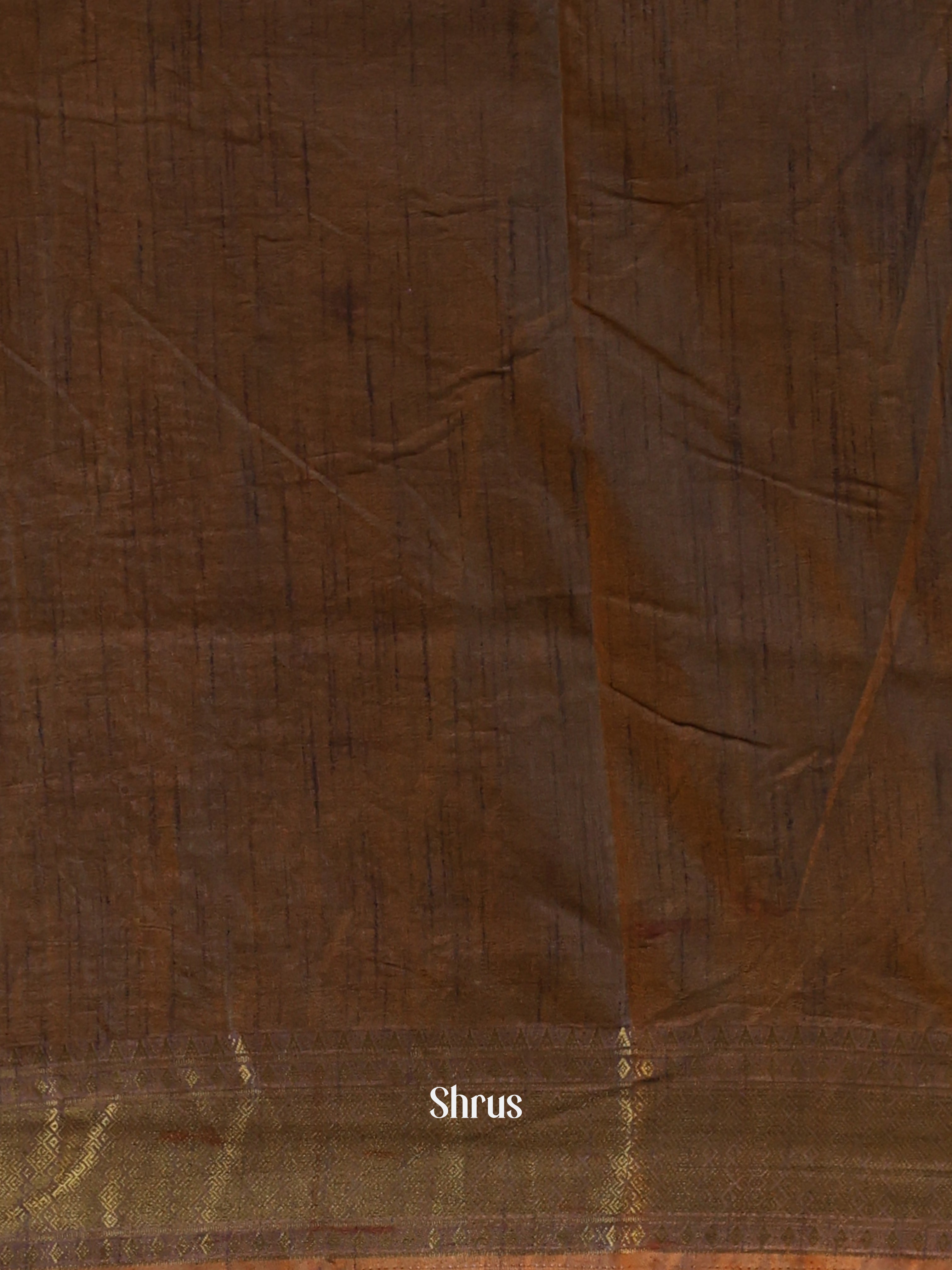 brown & green- Semi Patola Saree