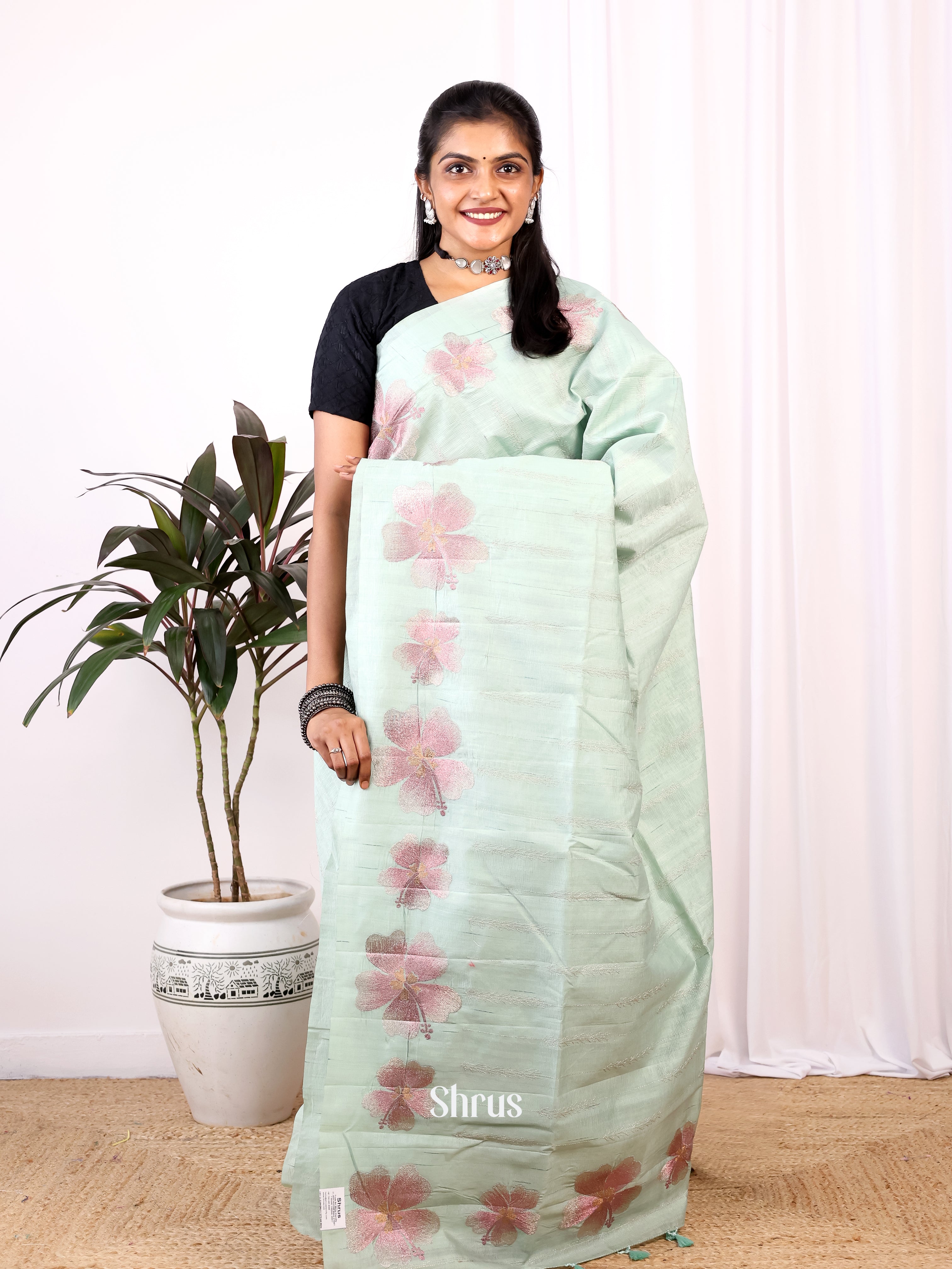 Pastel Green - Semi Rawsilk Saree