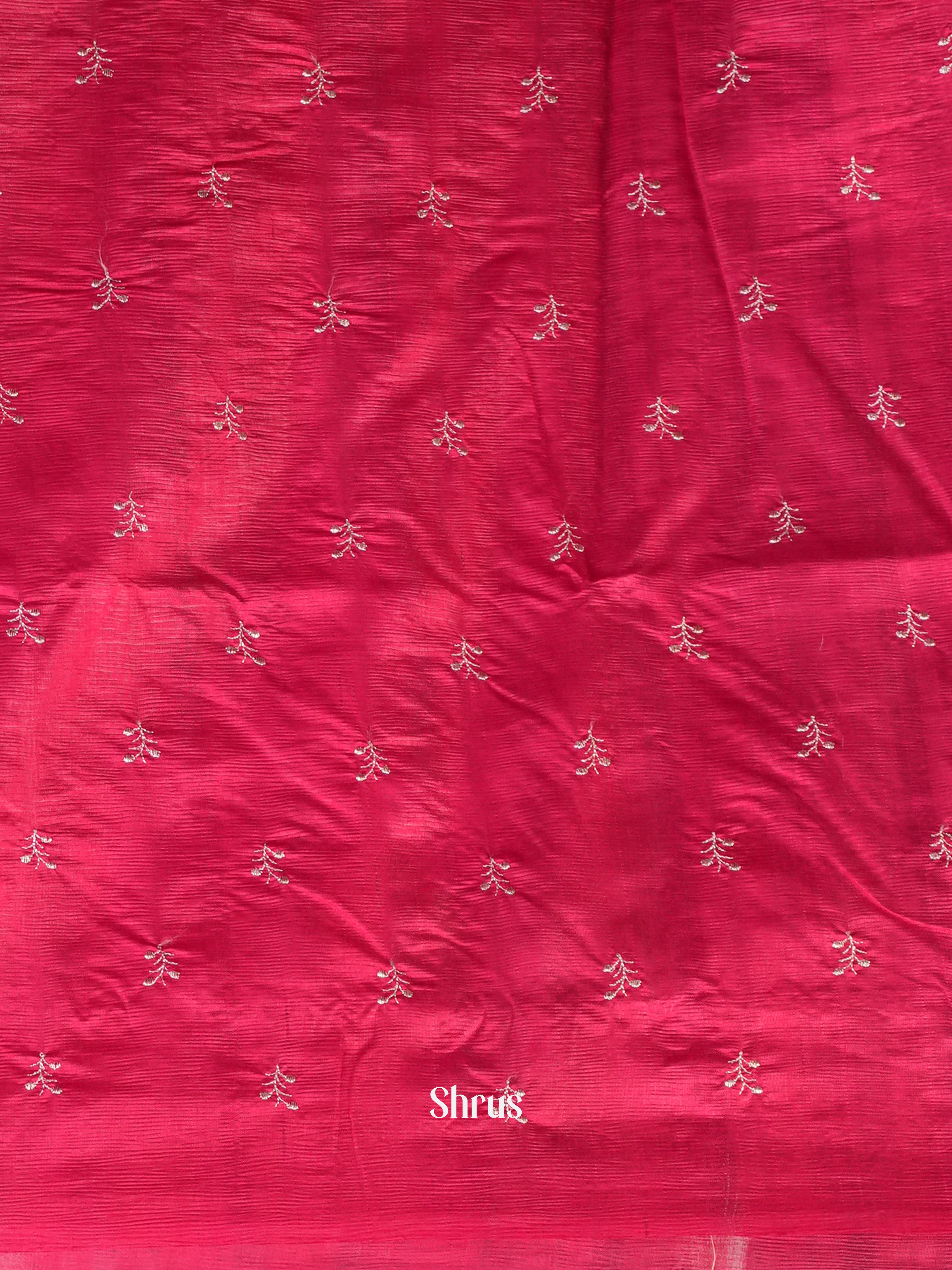 Pink - Semi Rawsilk Saree