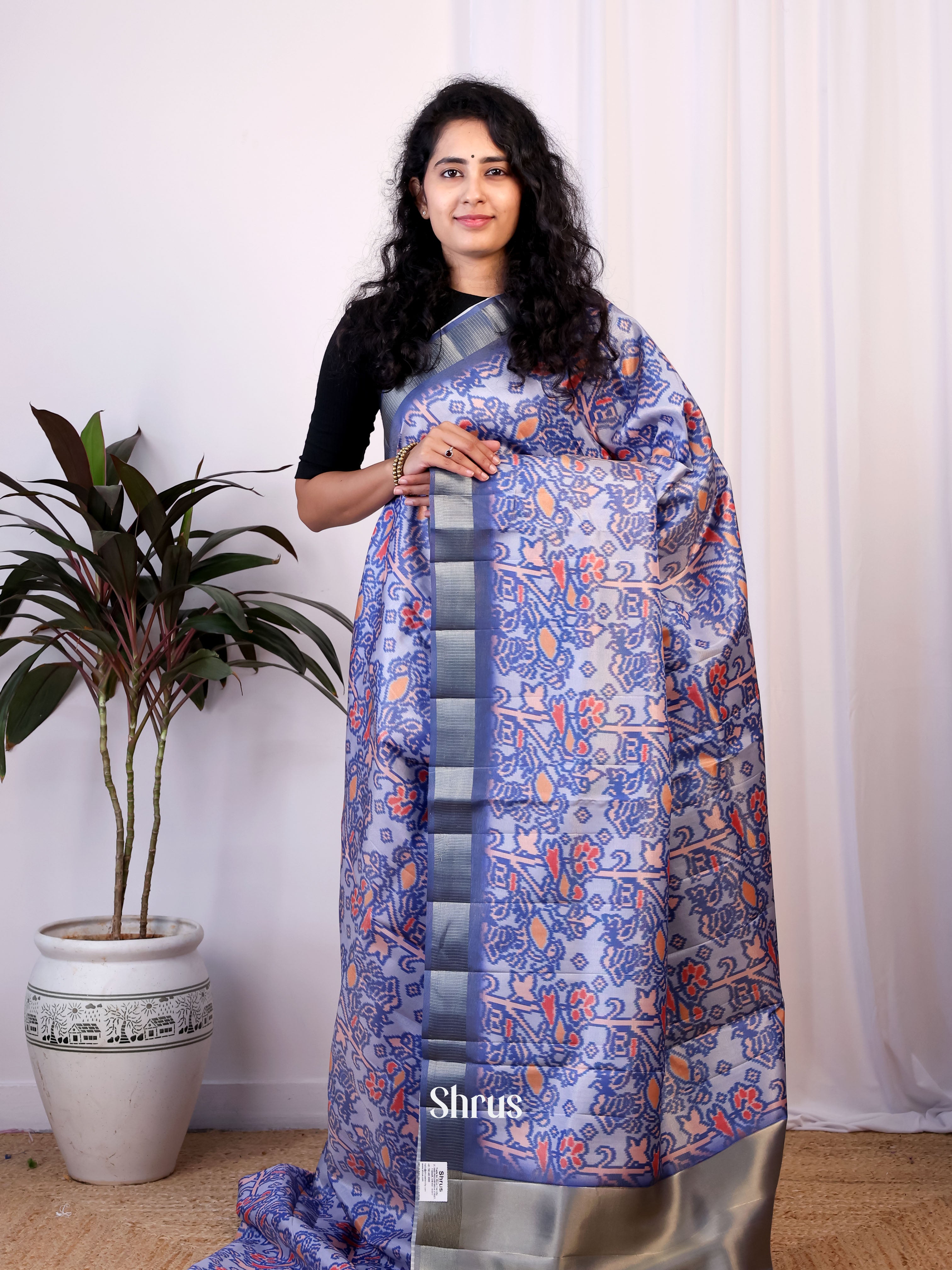 Purple - Semi Patola Saree