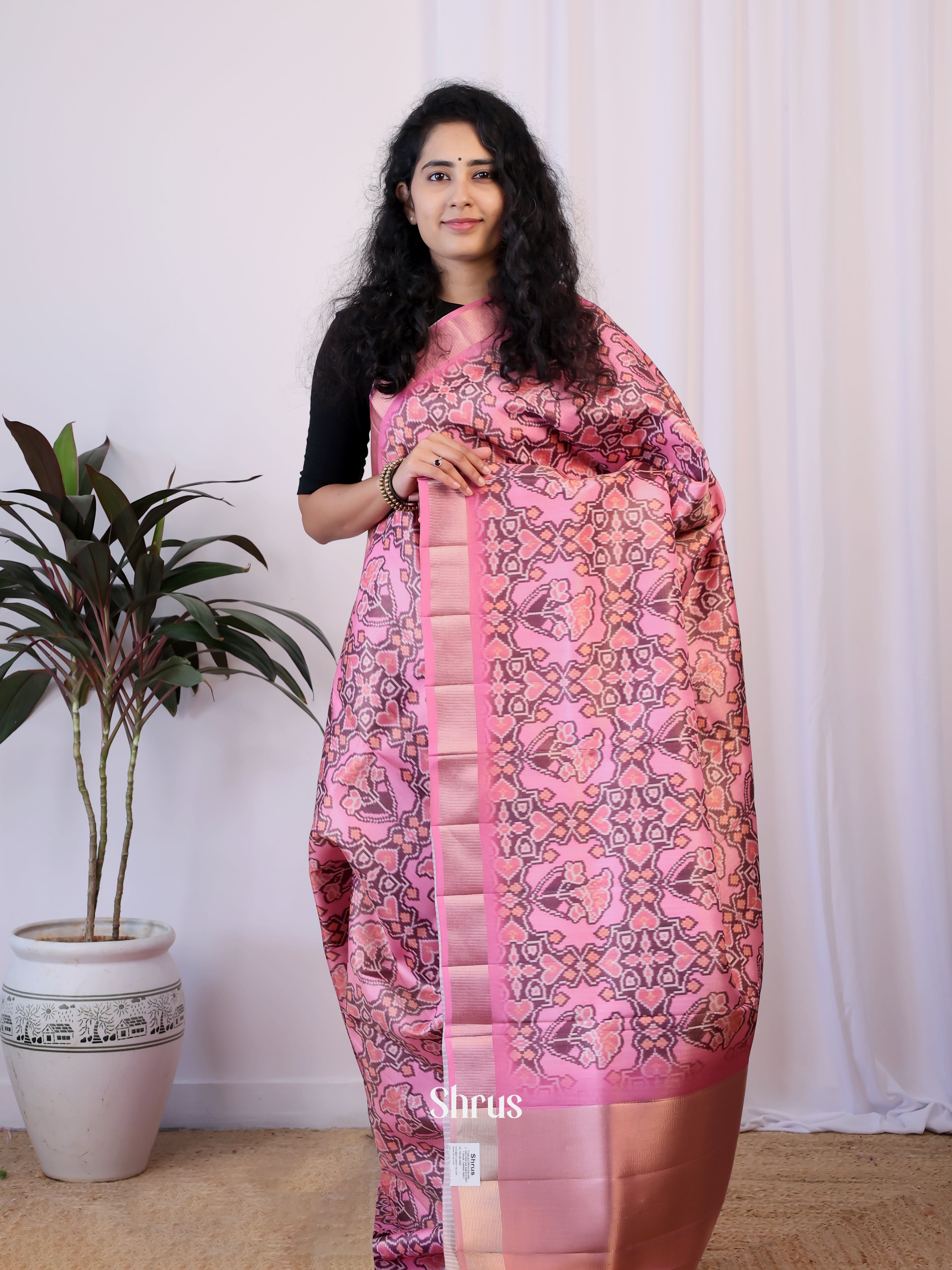 Pink - Semi Patola Saree