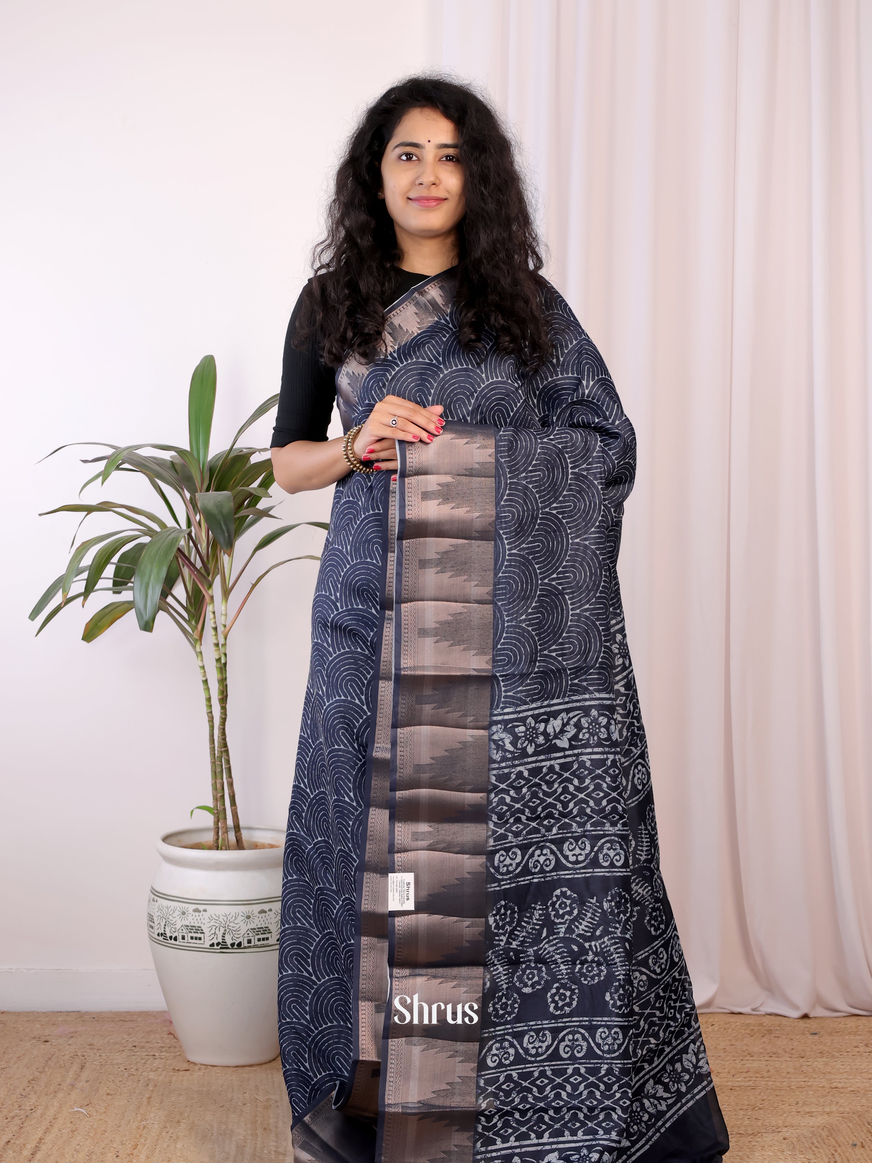 Blue- Semi Chanderi Saree