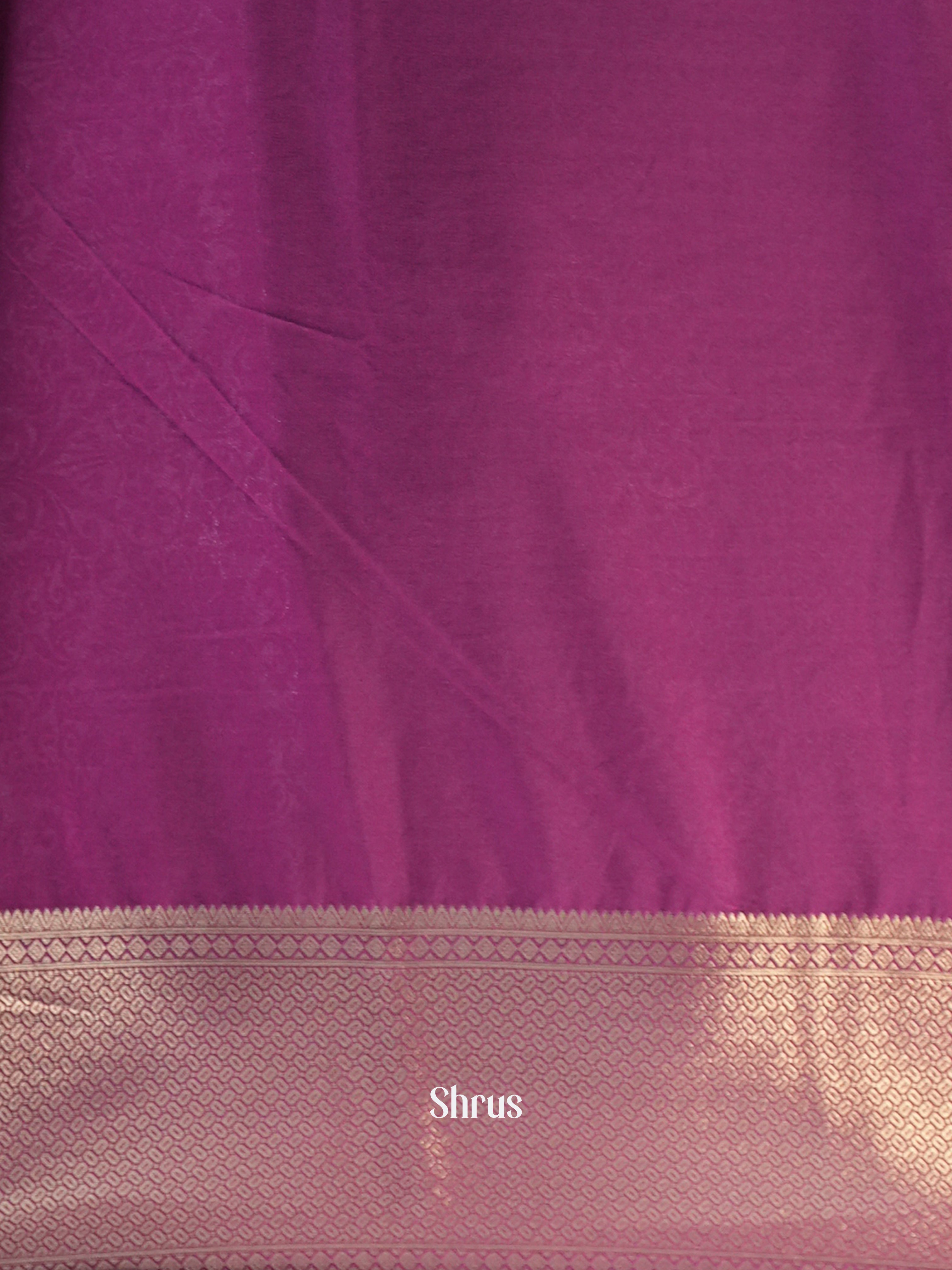 Cream & Purple - Mysoresilk-halfpure Saree