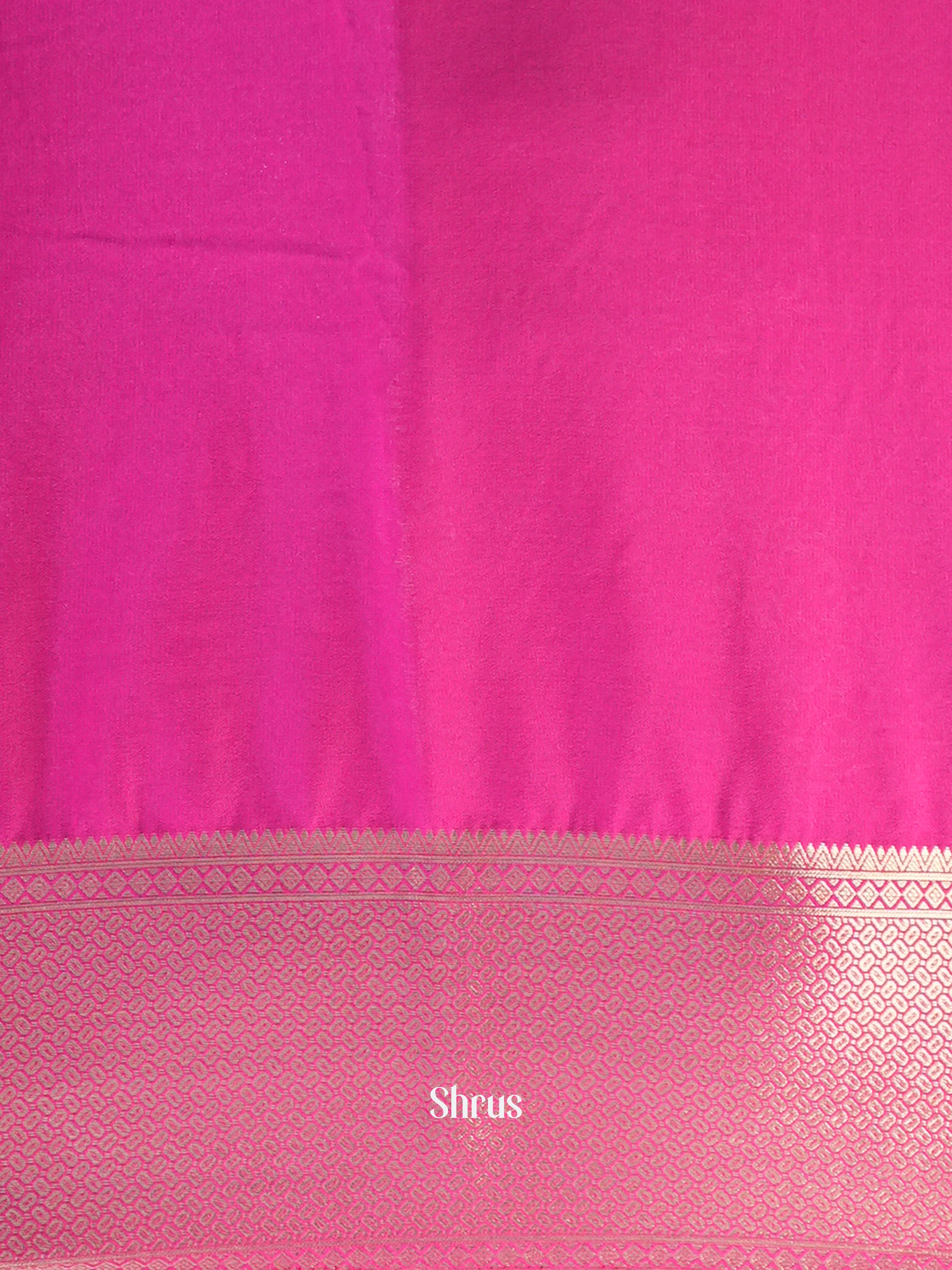 Cream & Pink - Mysoresilk-halfpure Saree