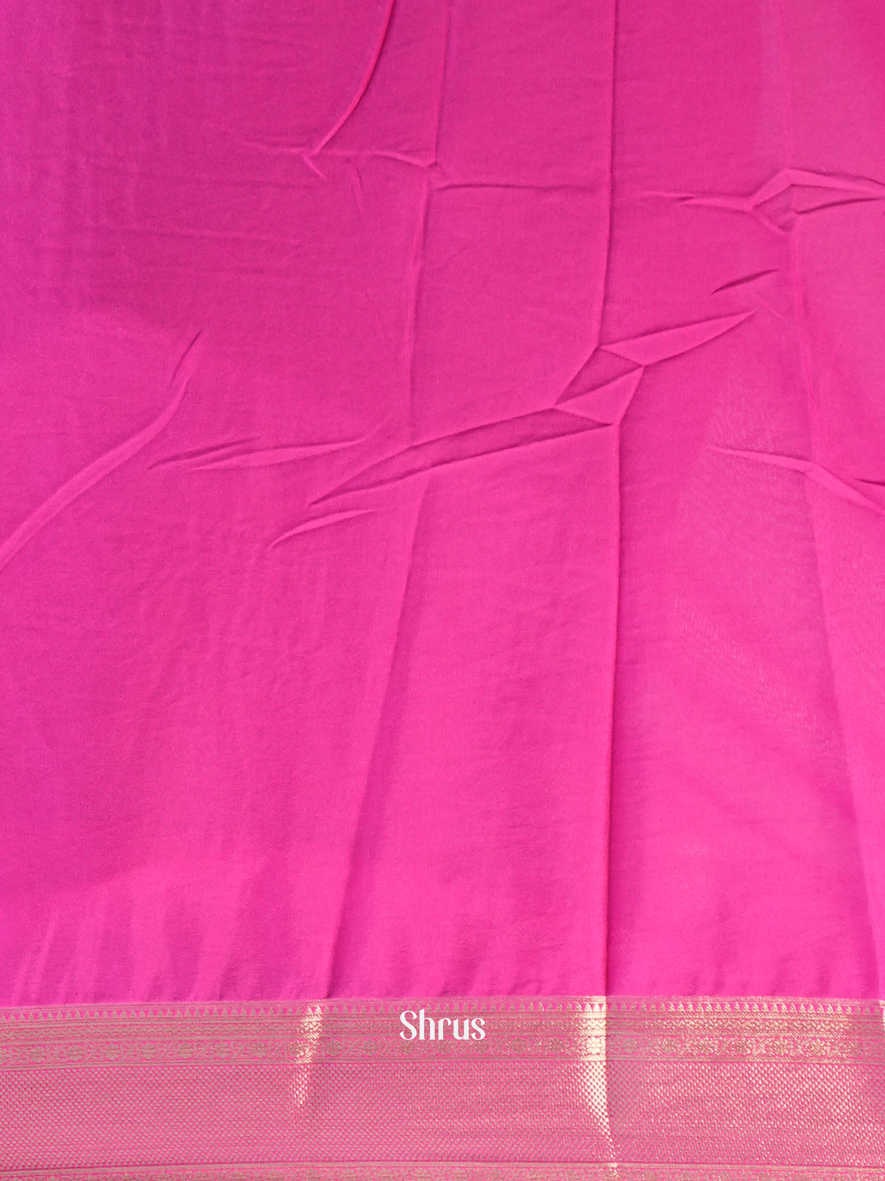 Cream & Pink - Mysoresilk-halfpure Saree