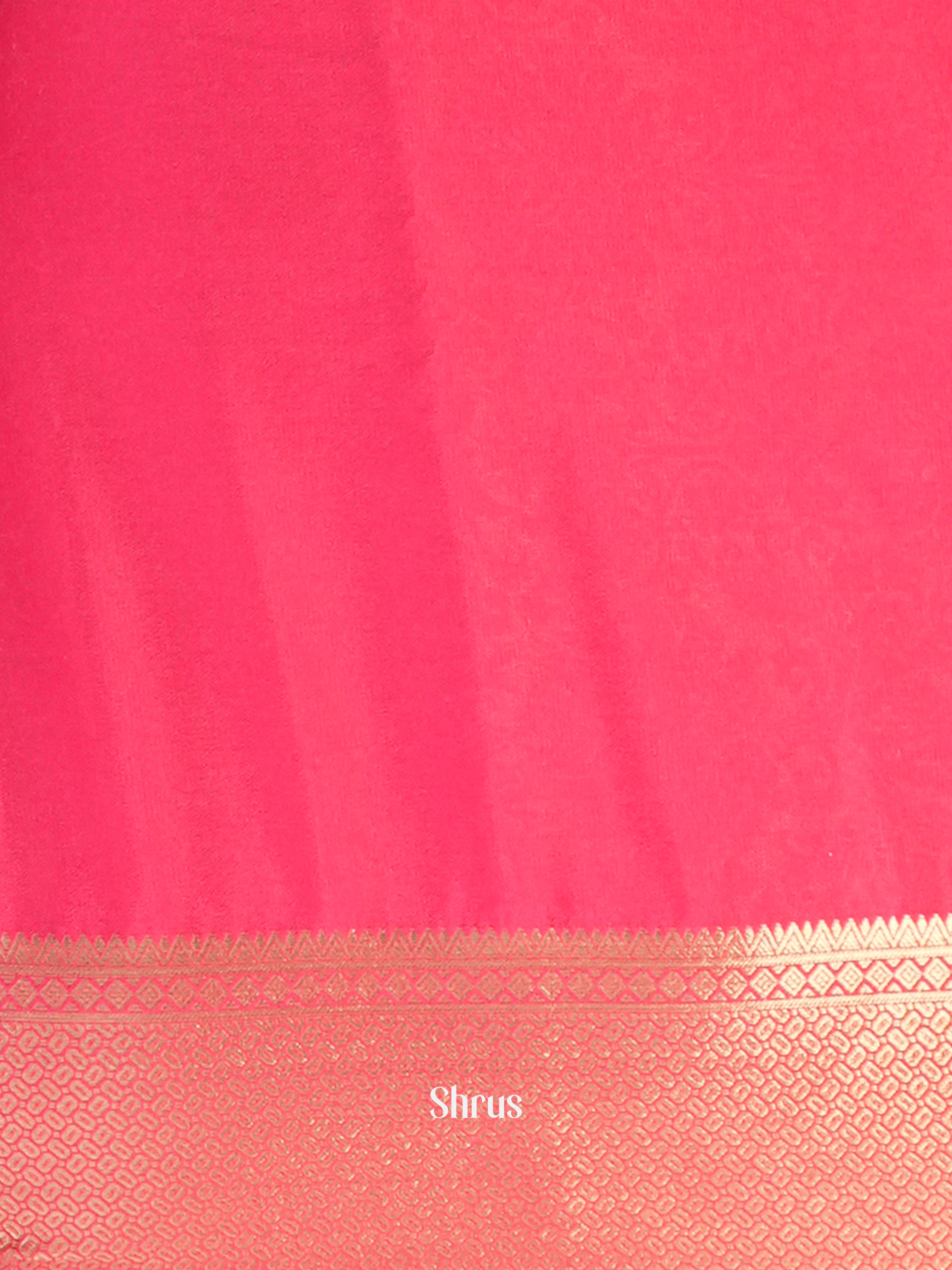 Cream & Pink - Mysoresilk-halfpure Saree