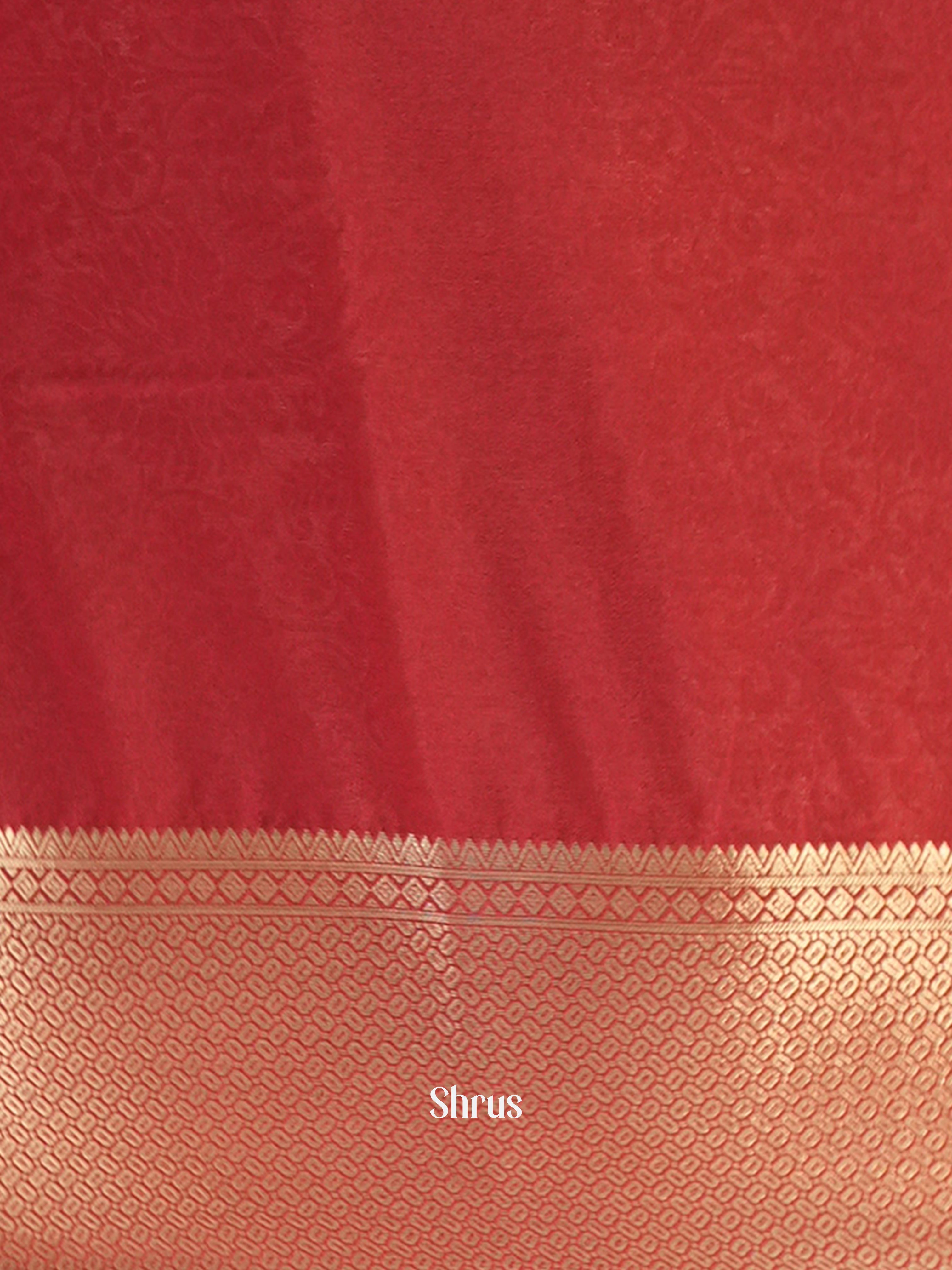 Orange & Maroon - Mysoresilk-halfpure Saree