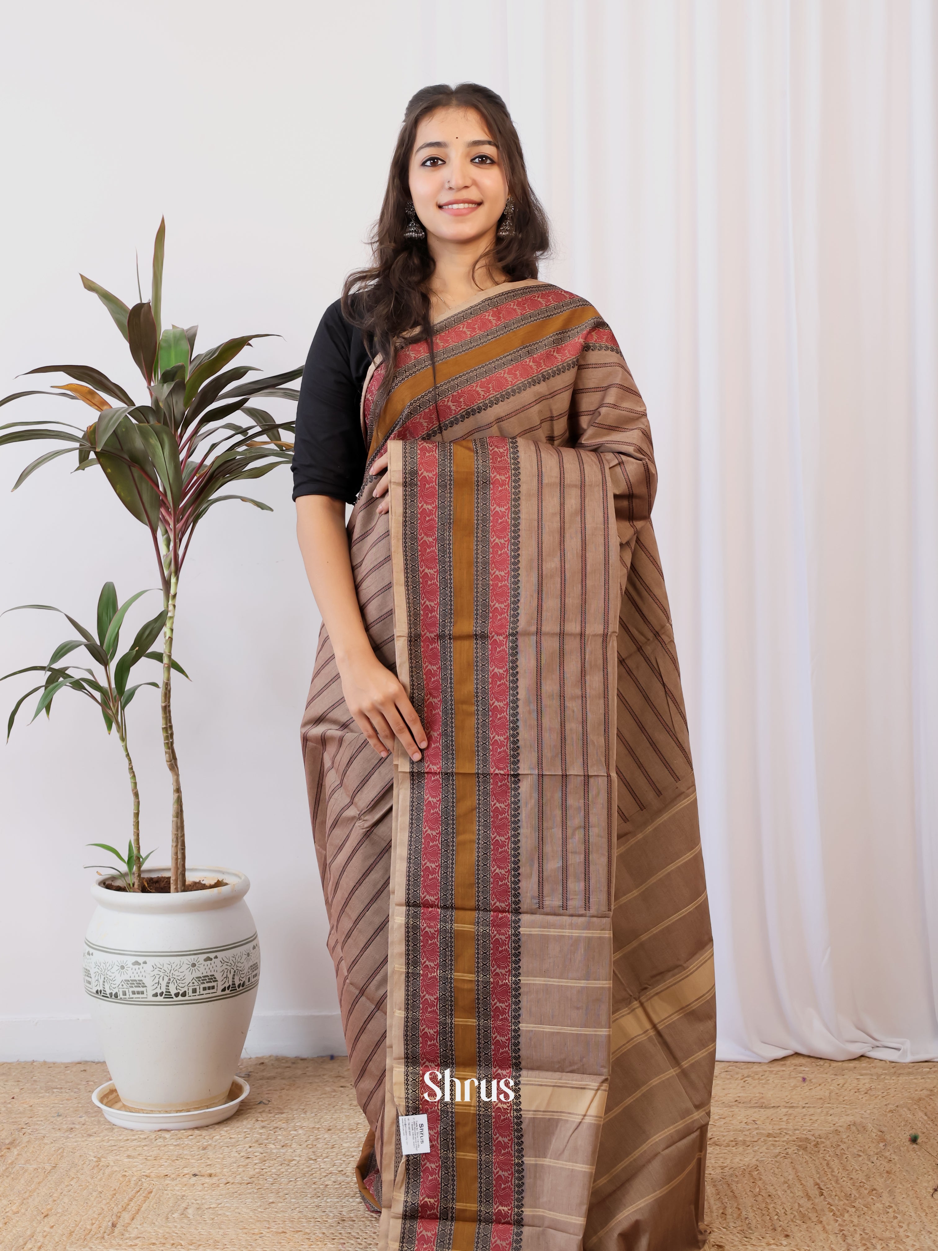 Brown - Chettinad Cotton Saree