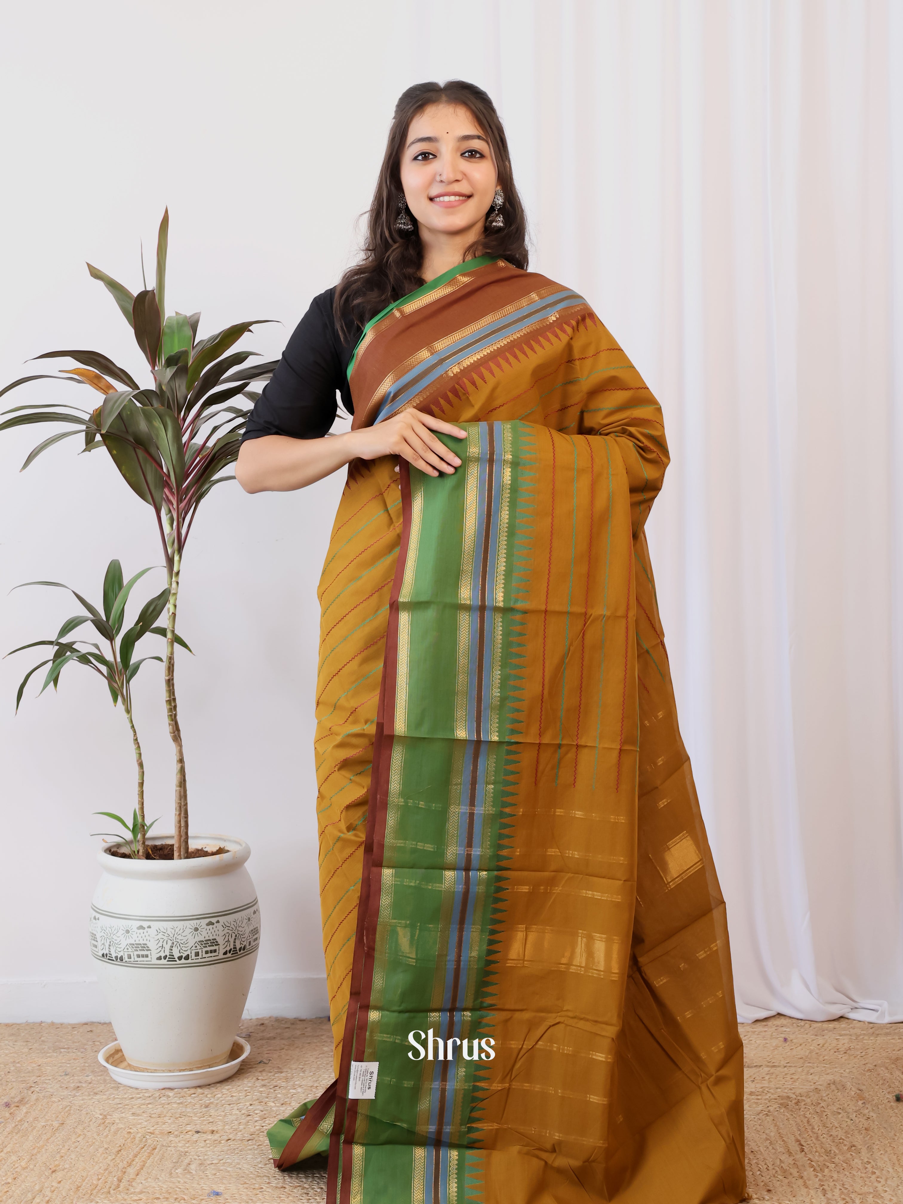 Mehandi & Green- Chettinad Cotton Saree